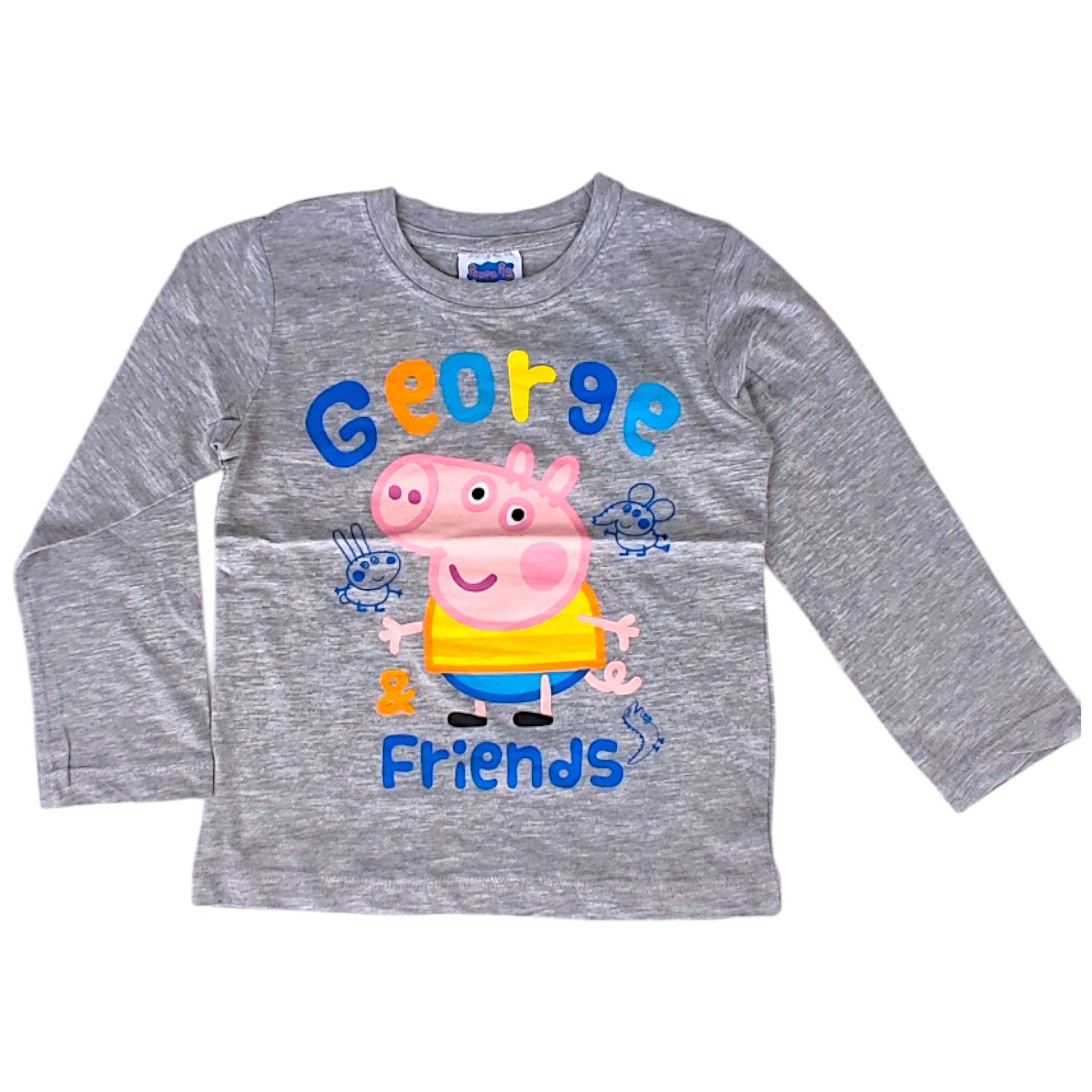 Peppa Pig Langarmshirt George & Friends Jungen Shirt aus Baumwolle Gr. 92 - 116 cm