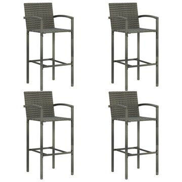 vidaXL Gartenlounge-Set 5-tlg. Garten-Bar-Set mit Armlehnen Poly Rattan Grau, (5-tlg)