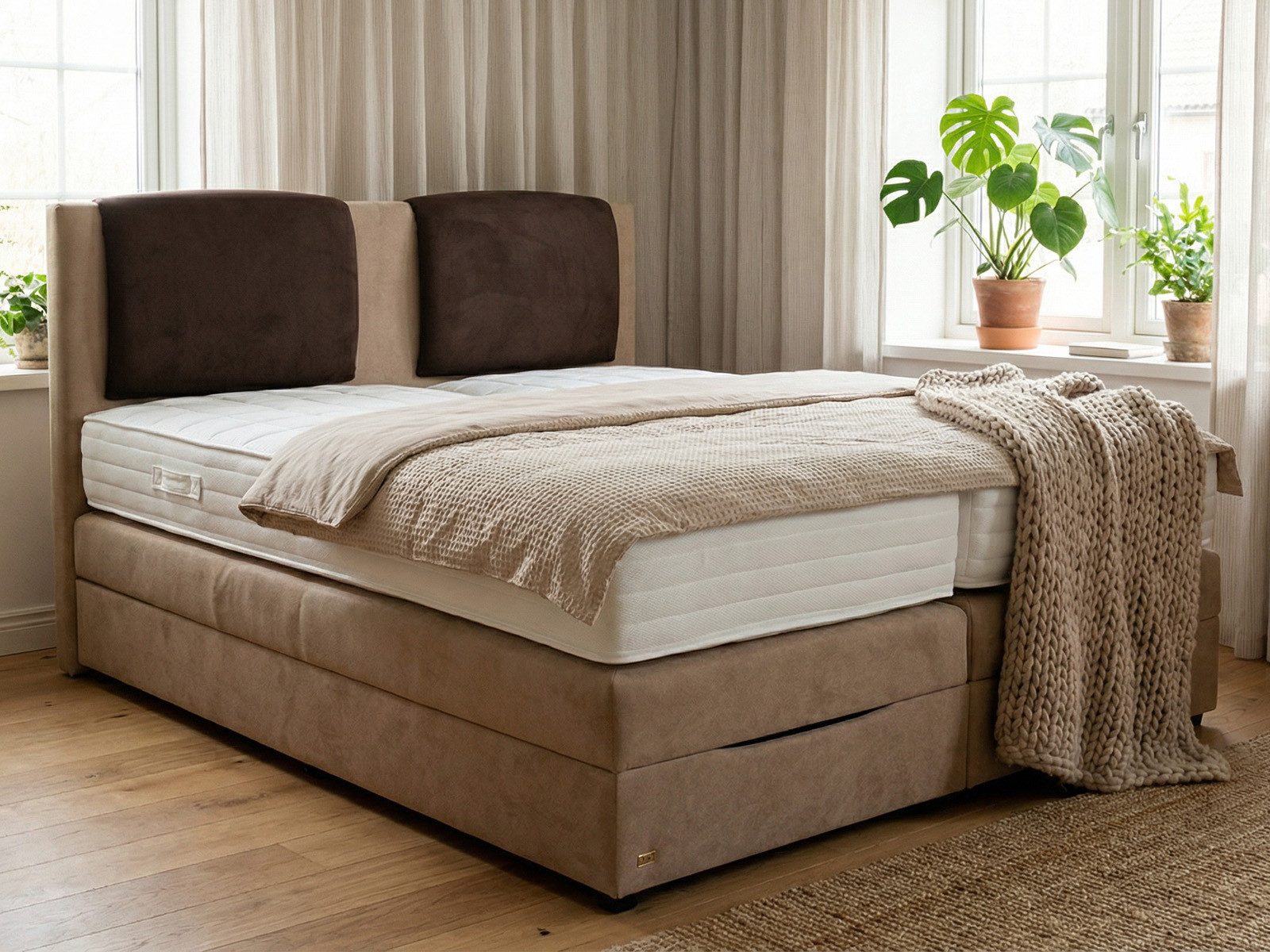 PAARA Boxspringbett Boston mit Bettkasten Kopfteil verstellbar Stauraum, mit einzigartigem Belüftungssystem