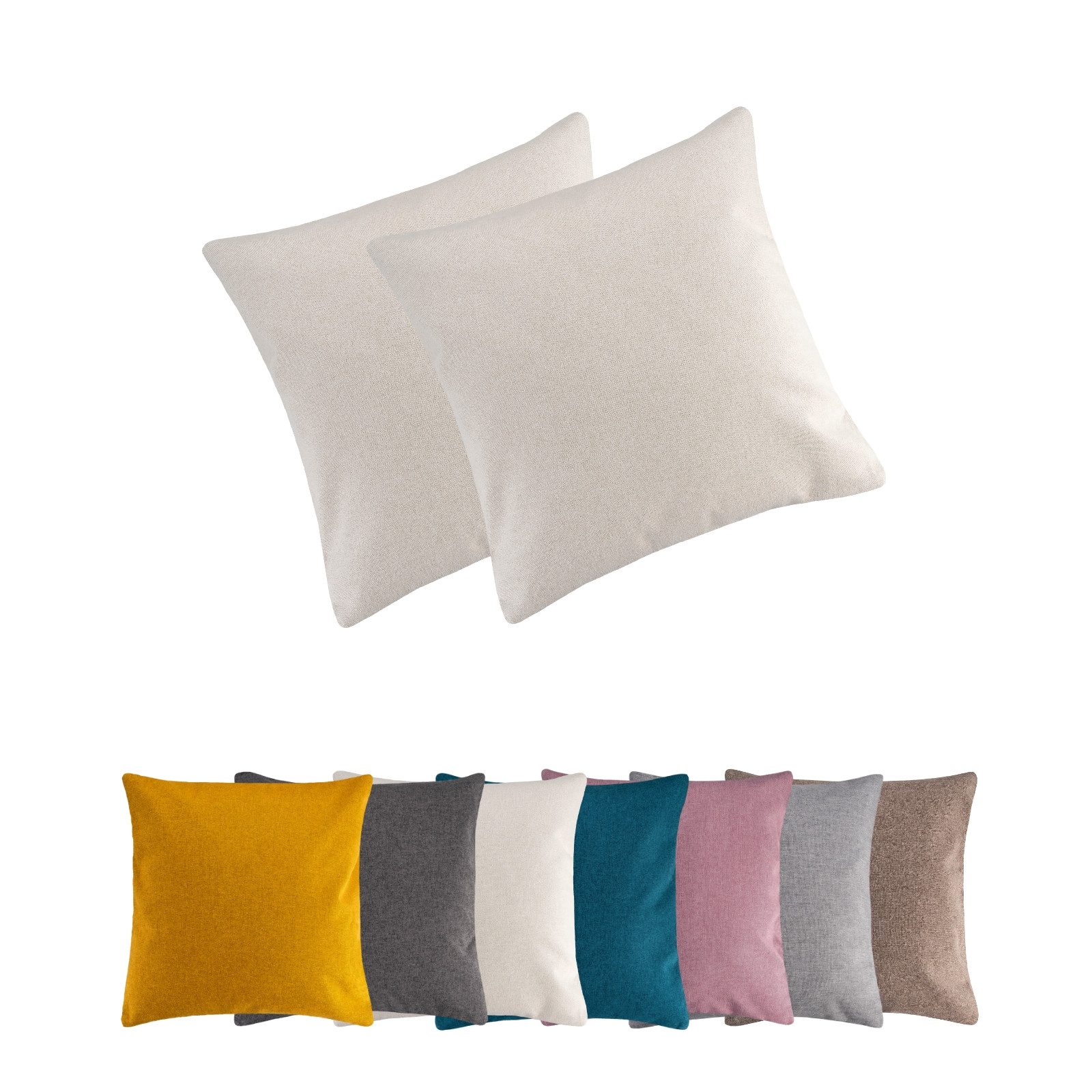 MOON Heimtextilien Kissenhülle 2er Pack Kissenbezug versch. Größen Polyester Reißverschluss Moon, Leinen-Optik