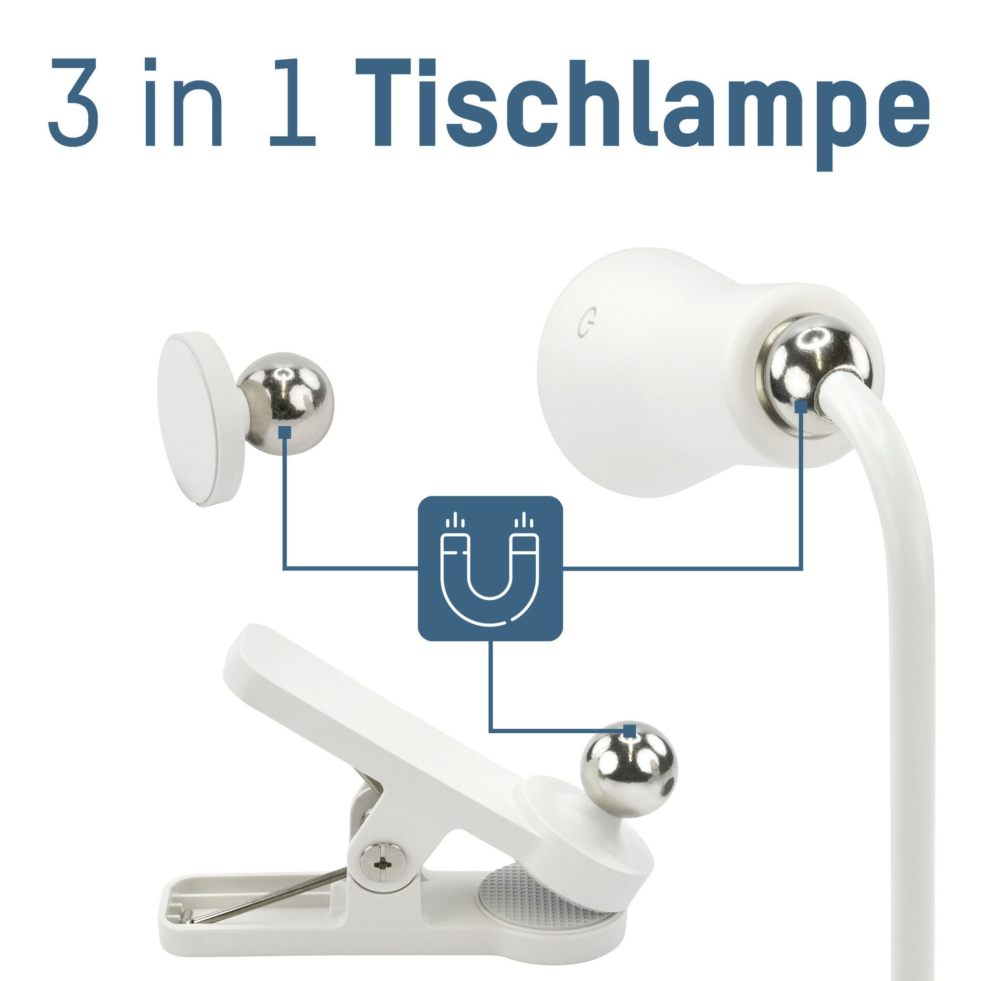 ANSMANN AG LED Dekolicht 3in1 Schreibtischlampe Touch Klemmbar LED Tischlampe stufenlos dimmbar, LED – Bild 3 von 5