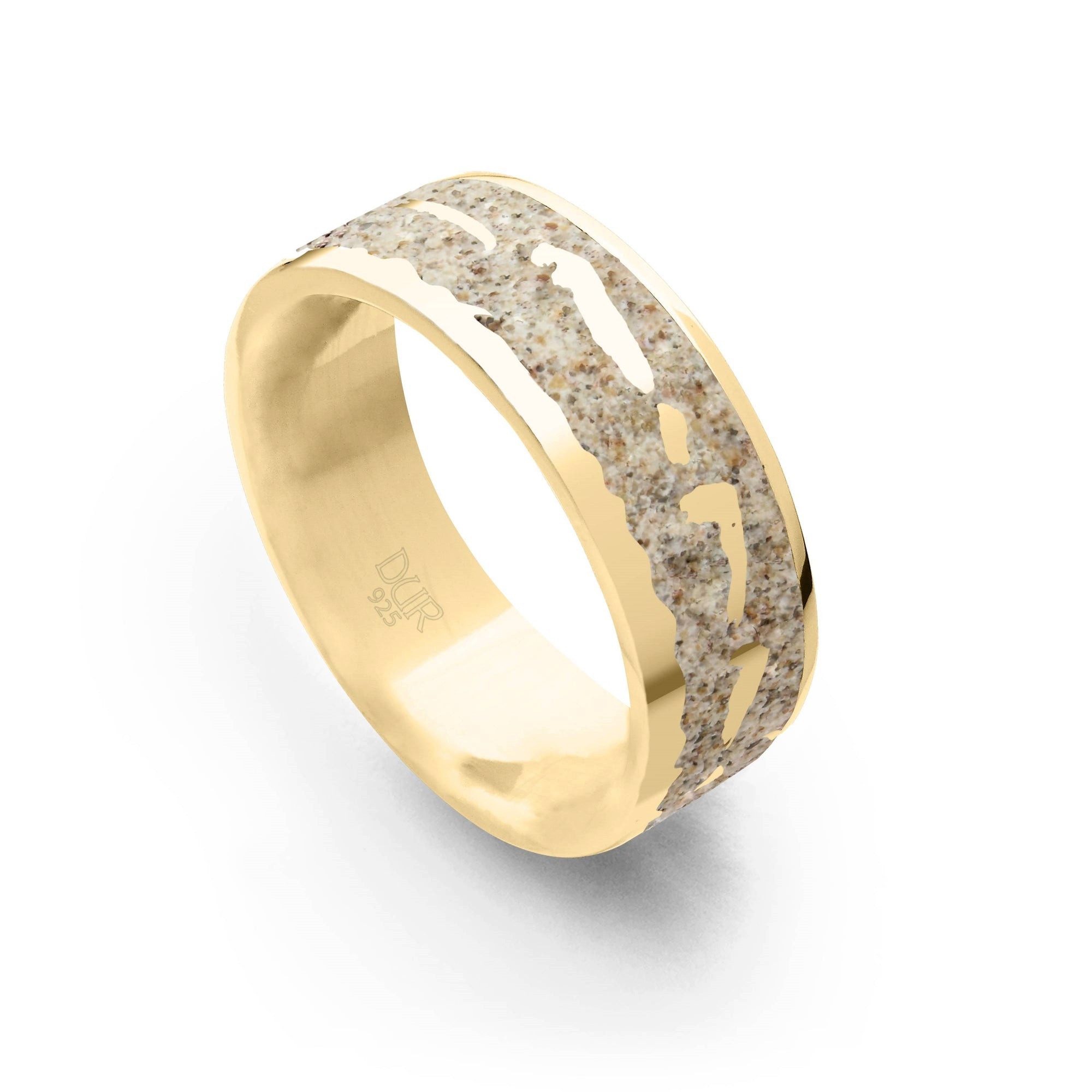 Fingerring DUR Schmuck: Strandring "Nordsee" 7 mm mit Strandsand, vergoldet, R603