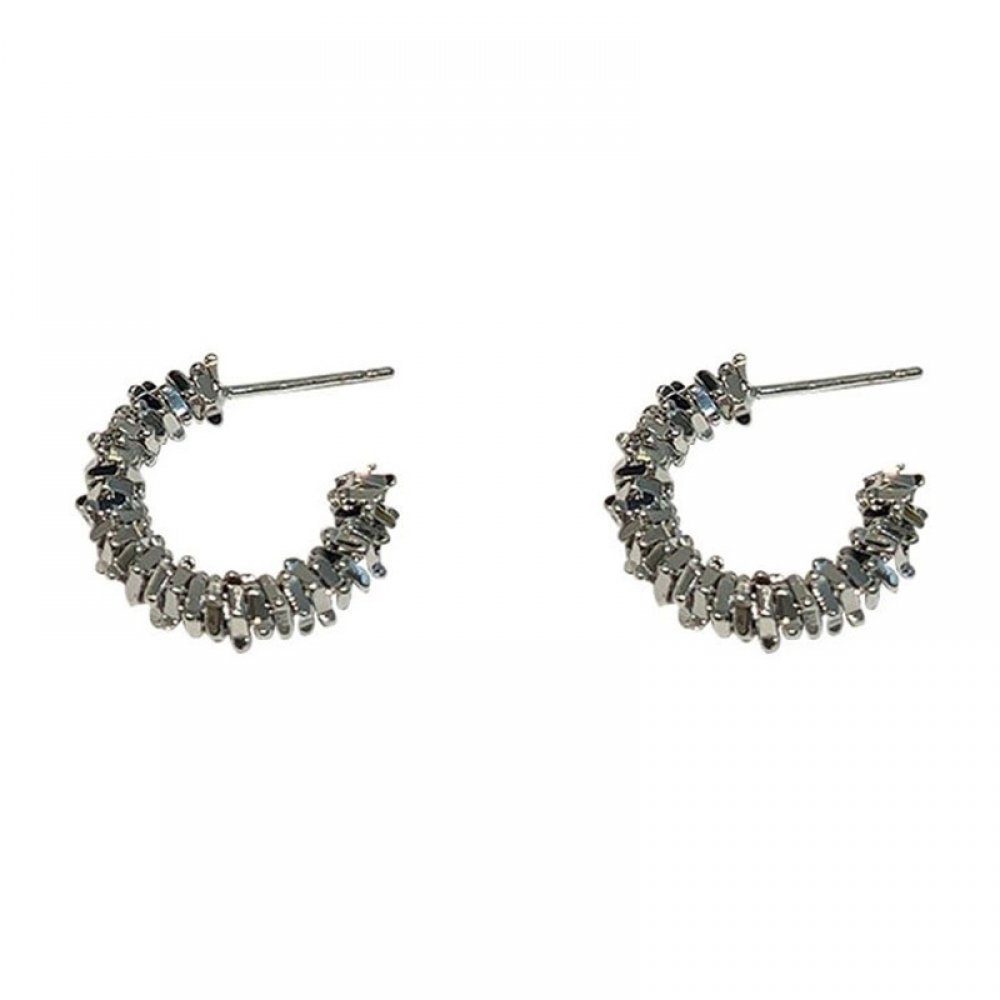 (1-tlg), Gebrochene vielseitige C-förmige Ohrringe Invanter Geschenkbox Ohrringe, ink silberne Paar Ohrhänger
