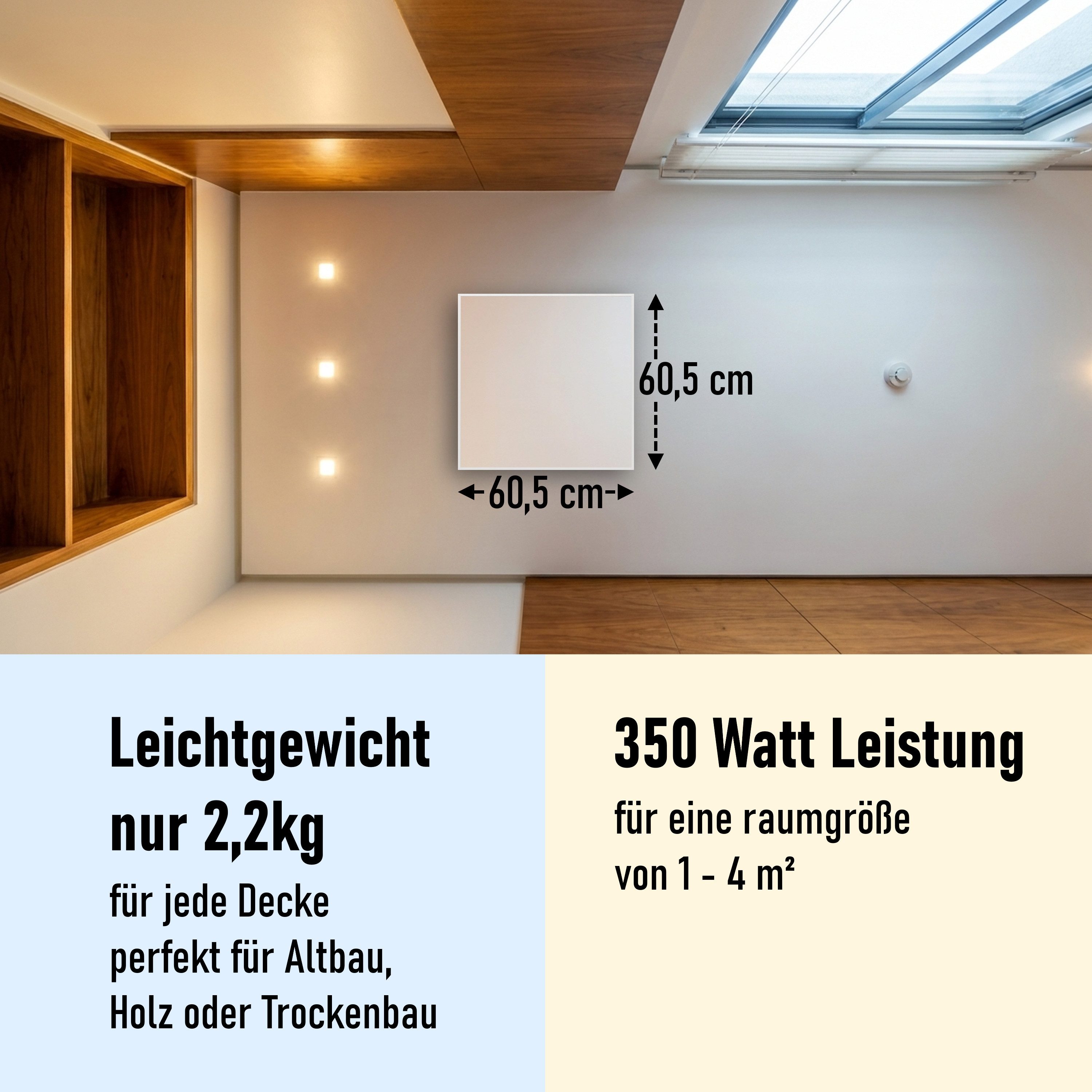 STEINFELD Heizsysteme Infrarotheizung Decke 350-1200W, Decken Montage 5-95cm, Made in Germany, 7 Jahre Garantie