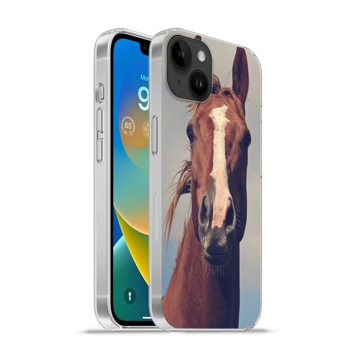 MuchoWow Handyhülle Pferd - Wolken - Porträt Handyhülle Telefonhülle Apple iPhone 14 Plus