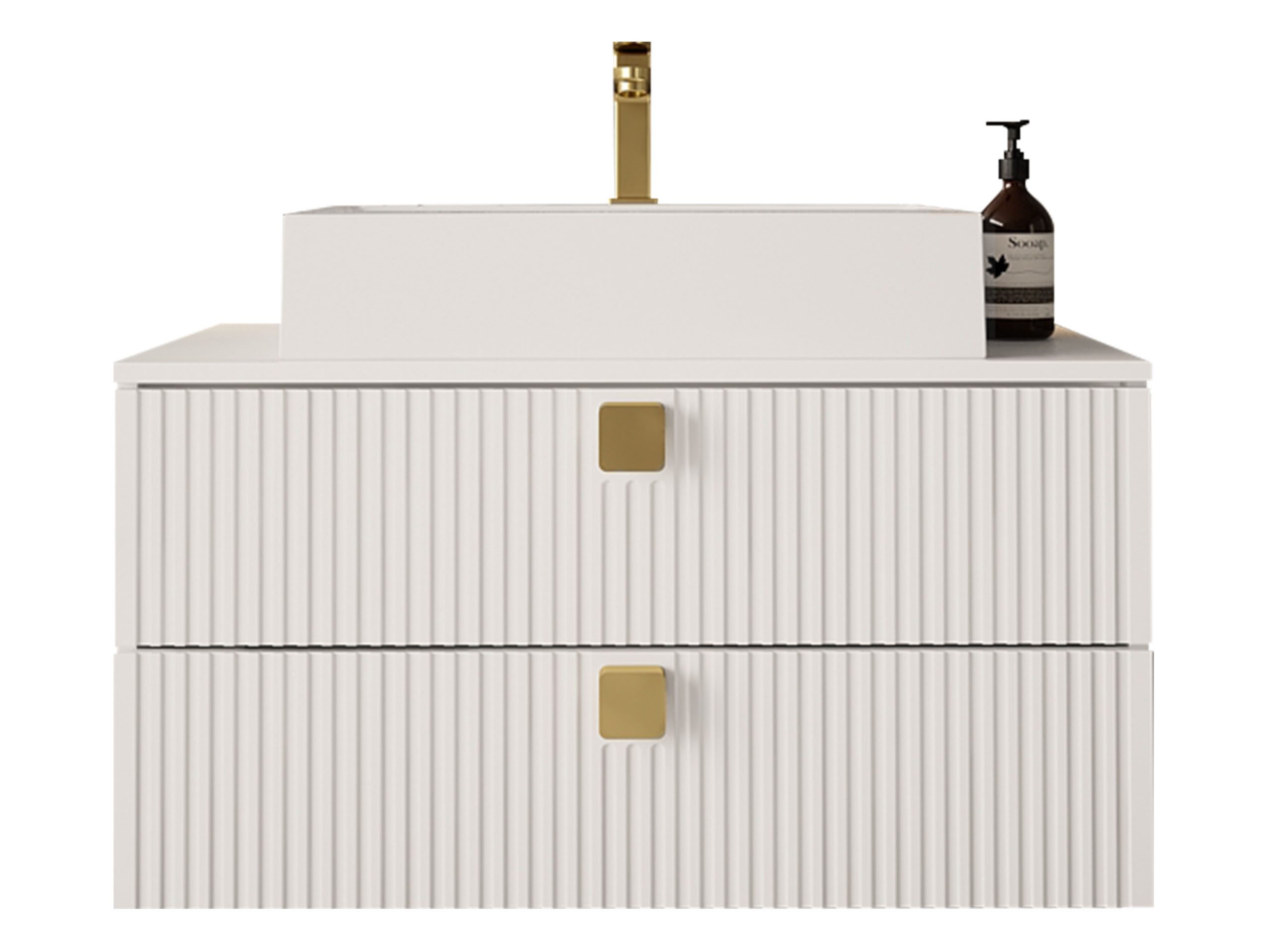 MIRJAN24 Waschbeckenschrank Gariano 01 (mit Siphon, Keramik Waschbecken) Griffe in der Farbe Gold