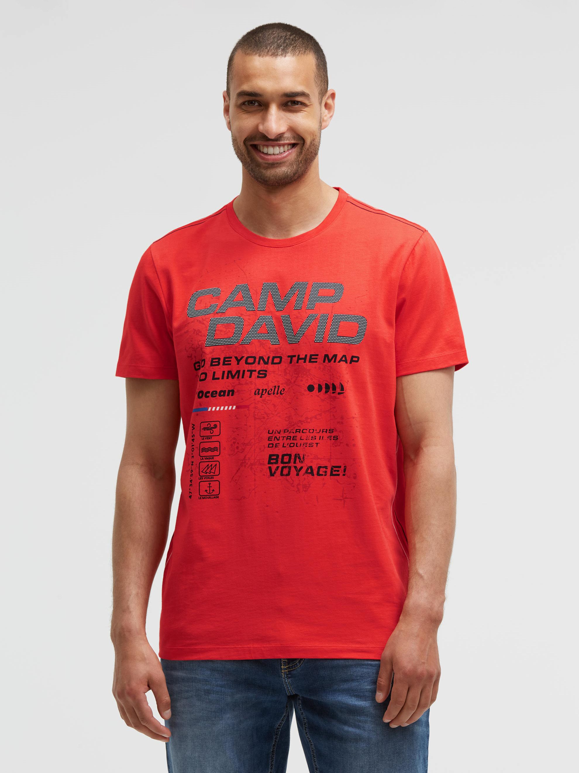 CAMP DAVID Rundhalsshirt mit Kontrastnähten