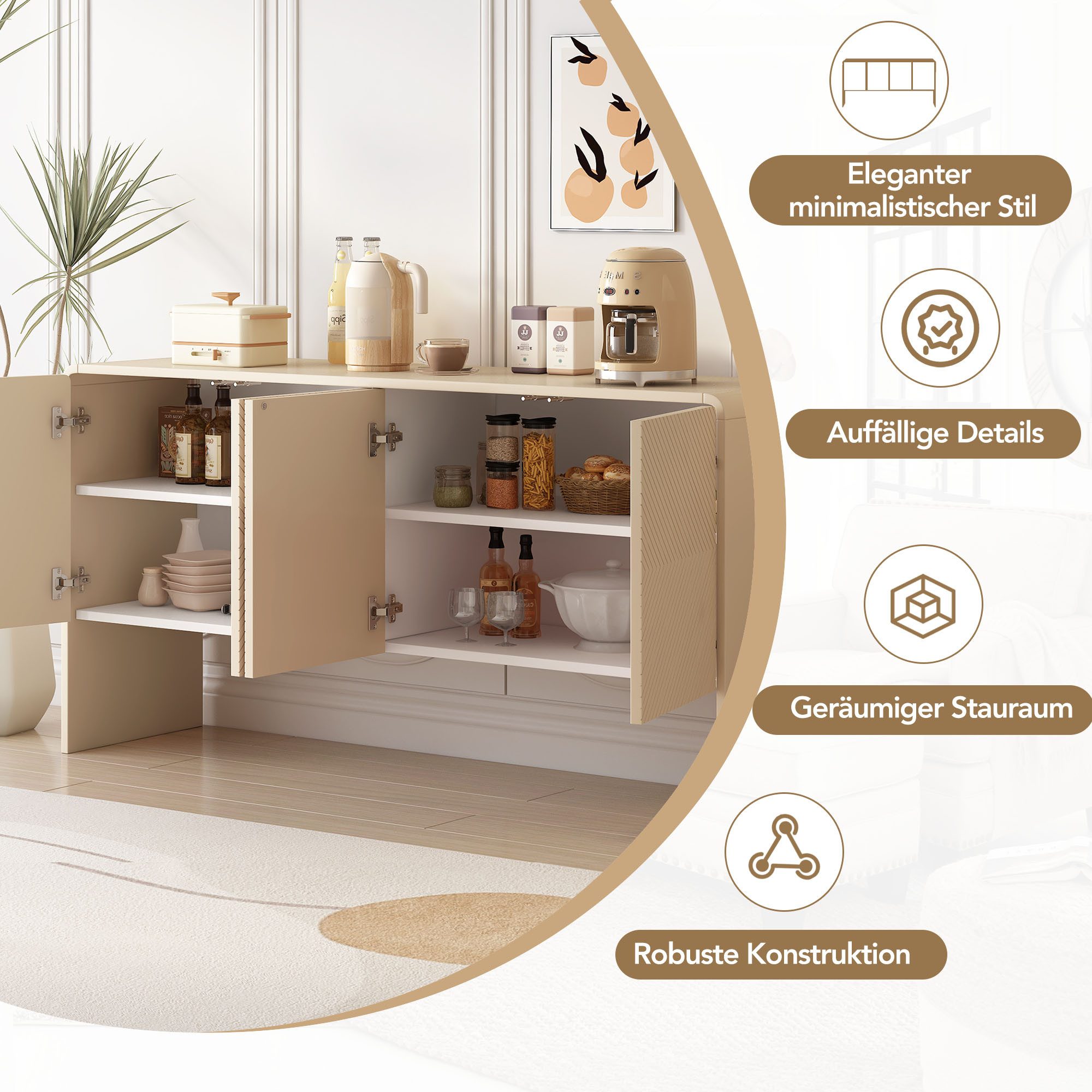 Merax Sideboard mit 4 Türen und günstig online kaufen