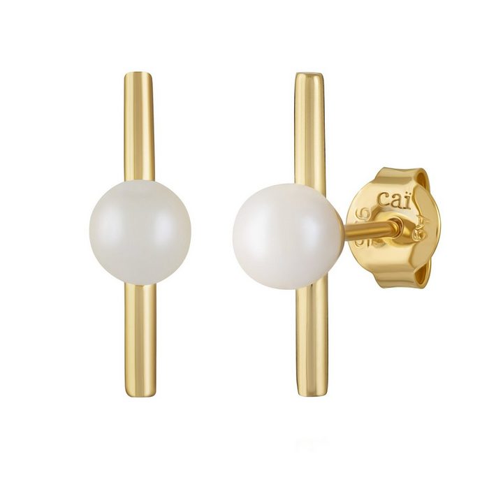 CAÏ Paar Ohrstecker 925/-Sterling Silber vergoldet Perlen