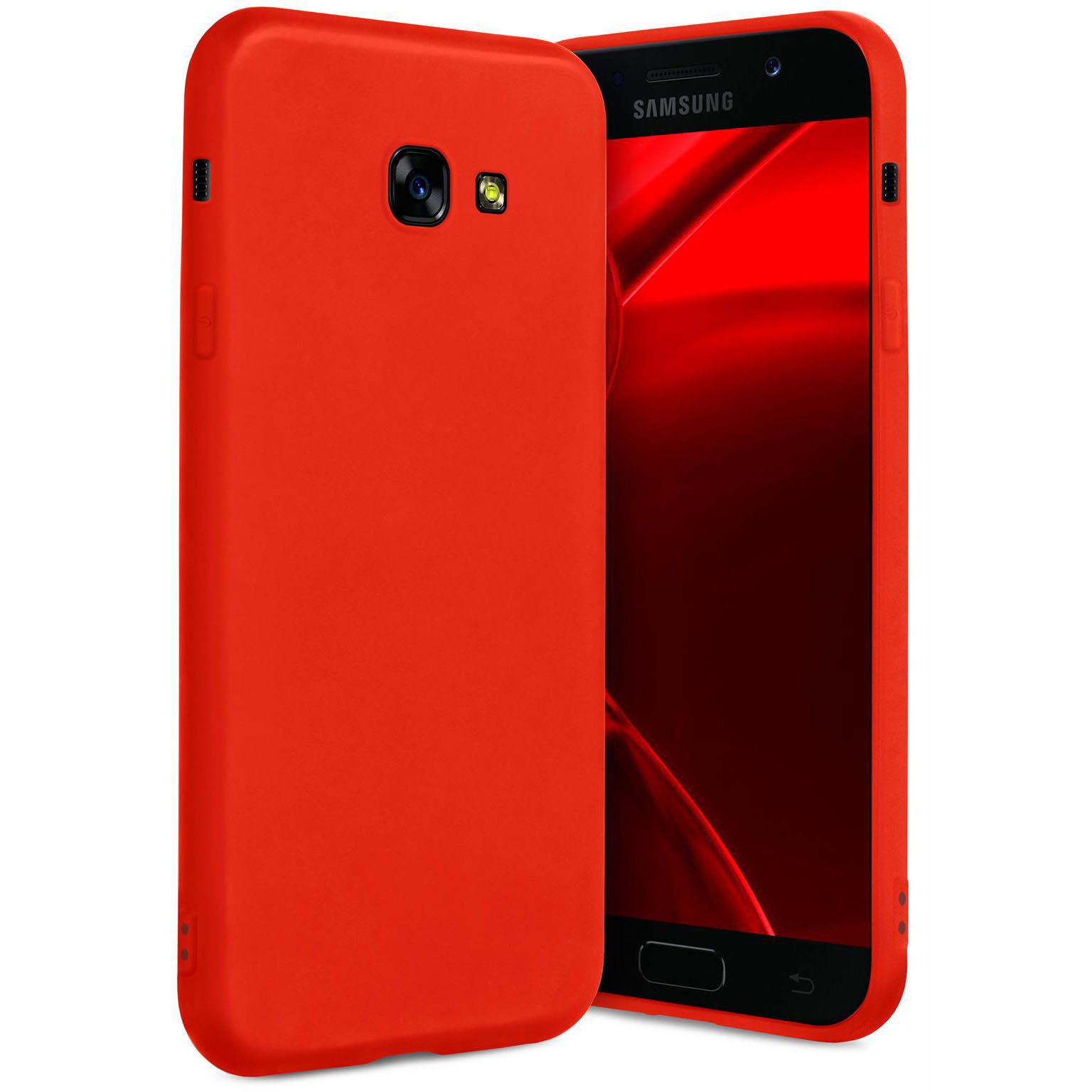 ONEFLOW Handyhülle für Samsung Galaxy A3 (2017) Hülle Dünn SlimShield Pro Rot 4,7 Zoll, Backcover TPU Case Handyhülle minimalistisch Schutzhülle Erhöhter Rand