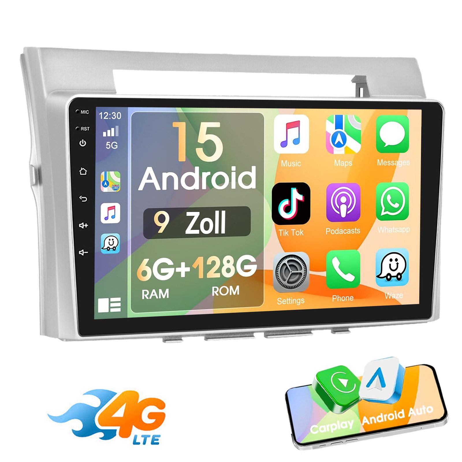 ESSGOO DAB+ 6+128G Für Toyota Corolla Verso 2003-2009 Android15 GPS NAVI WIFI Autoradio (RDS, 6GB+128GB, Digitalradio (DAB), FM, AM, Carplay Android Auto Bluetooth EQ USB GPS Navi WIFI Touchscreen)