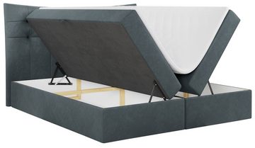 MKS MÖBEL Boxspringbett SERVILLO, Praktisch Polsterbett mit Kopfstütze, Multipocket-Matratze