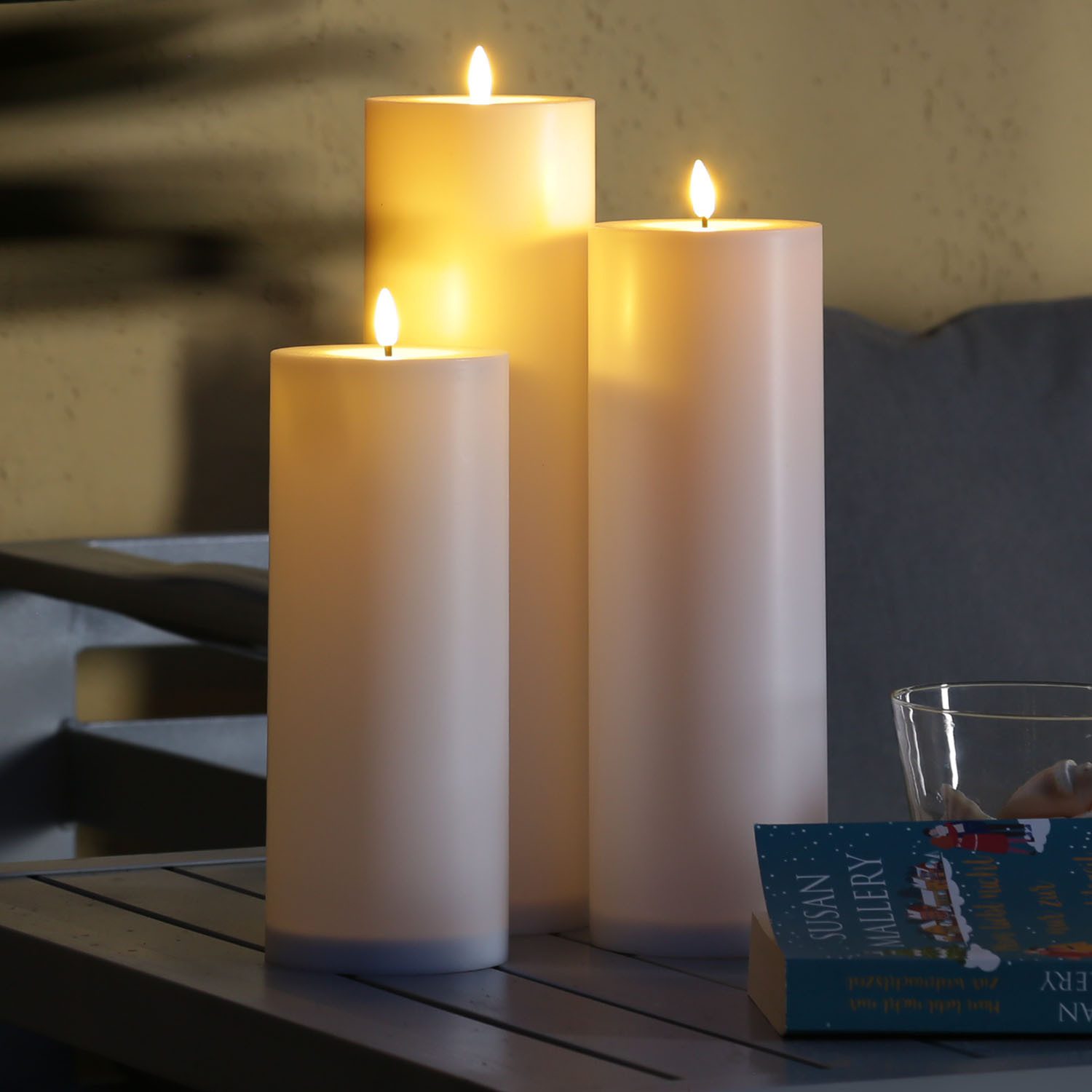 MARELIDA LED-Kerze LED Kerzenset XXL Außen Outdoorkerzen 3 Größen Timer Sen günstig online kaufen