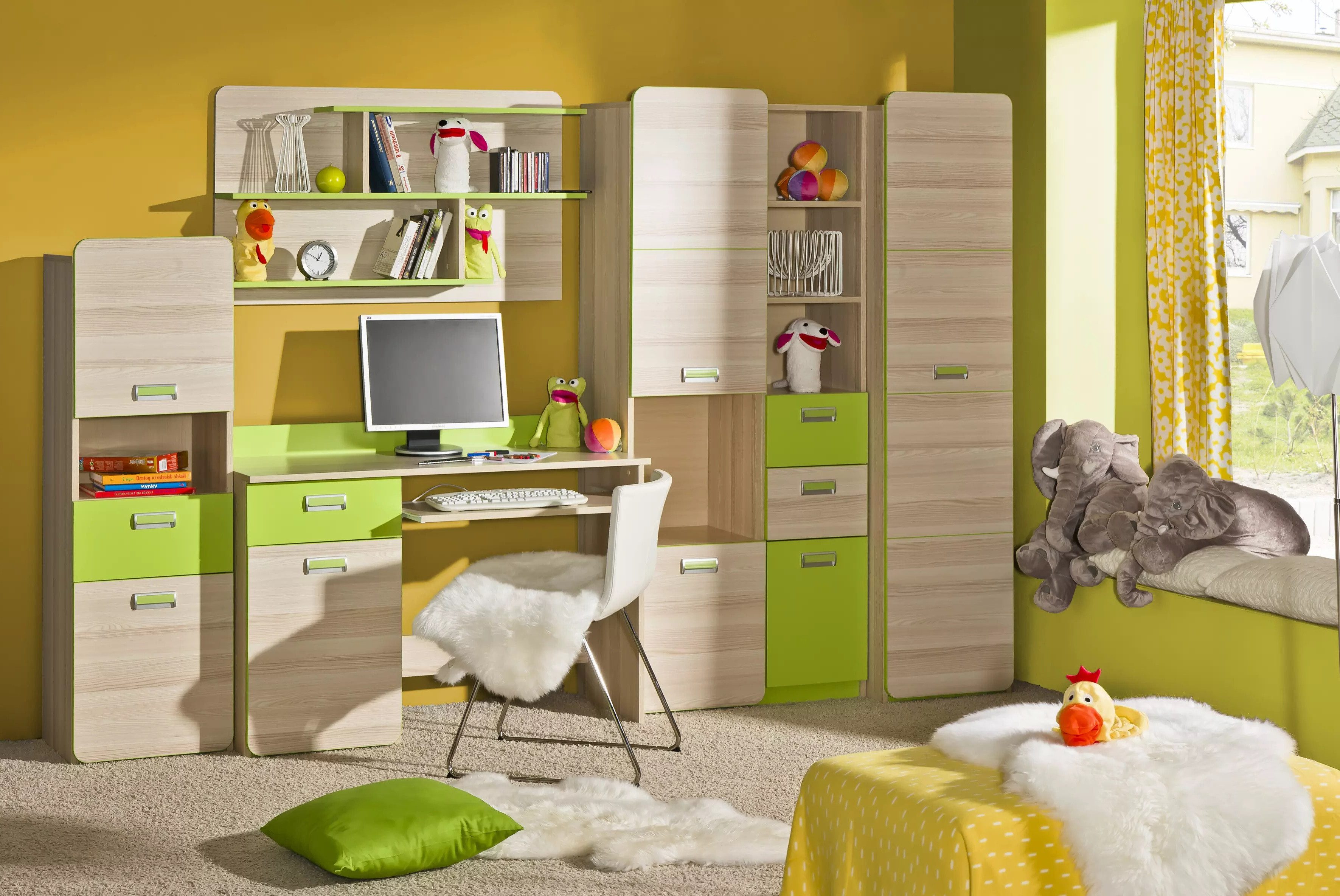 Xlmoebel Jugendzimmer-Set Beiger Holz-Kinderkleiderschrank im modernen Design, (5-tlg), Hergestellt in Europa