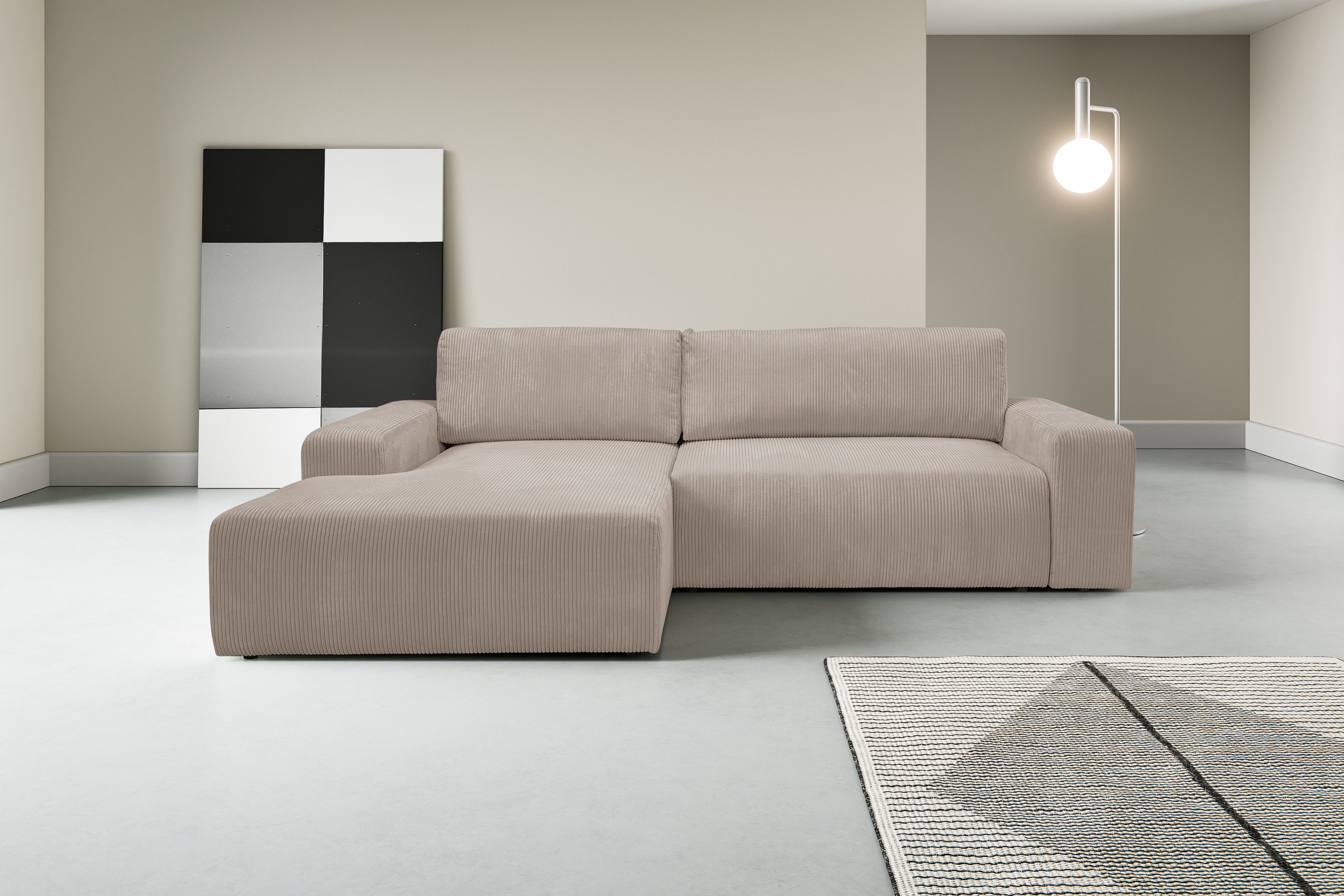 WERK2 Ecksofa Rotterdam-L, kuschelweicher Cord oder Breitcord, L-Form, Brei günstig online kaufen