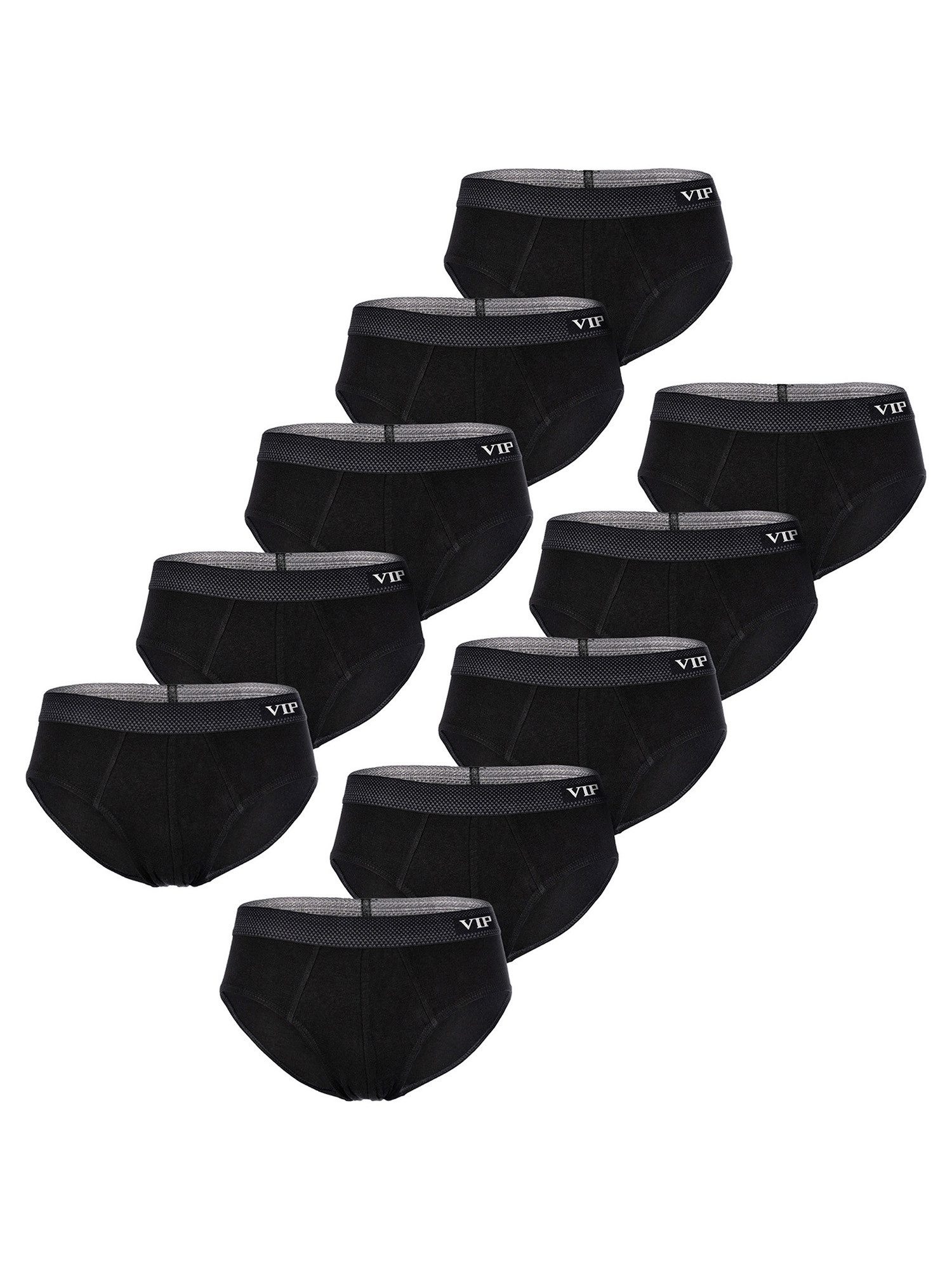 VIP Slip Premium Jersey Stretch - 10er Set - klassische Unterhosen (10-St) Unterwäsche Männer Herren Uni Baumwoll-Mix (95% Baumwolle) 10-Pack