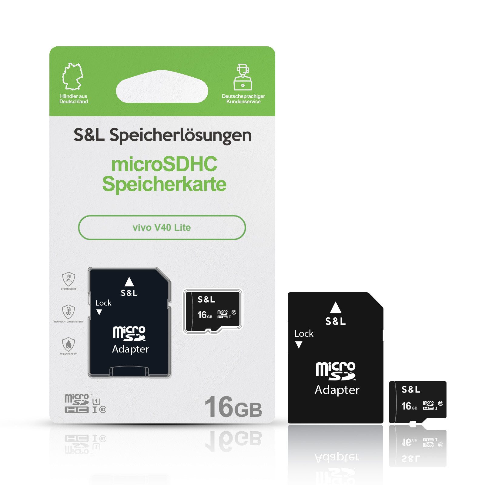 Tec-Expert microSD Karte S&L für vivo V40 Lite Speicherkarte (16 GB, Class 10, microSDHC)