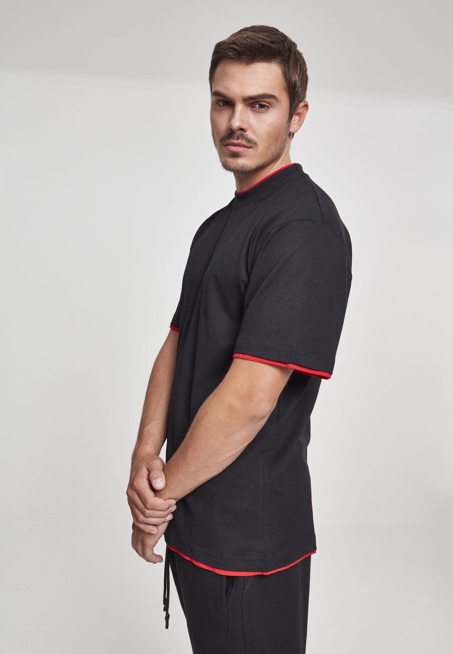 Tee CLASSICS Herren black/red Tall Contrast URBAN T-Shirt (1-tlg)