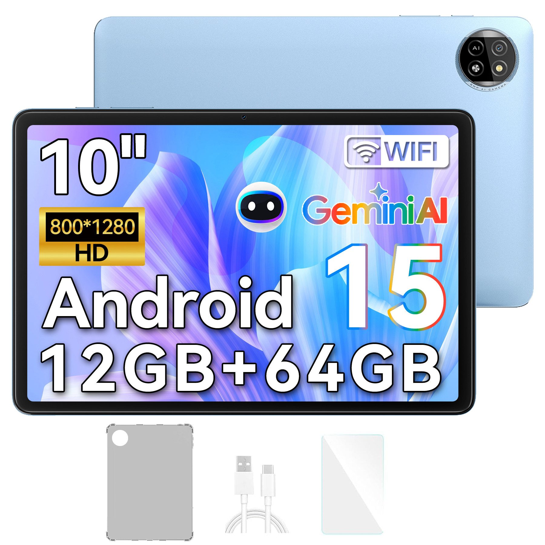 blackview 2025 Tab20WiFi Android15 10" Tablet (10", 64 GB, Android 15, 5G wifi, Android15, Gemini AI 2.0, PC-Modus 2.0, 6000mAh)