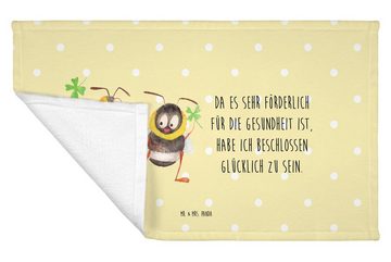 Mr. & Mrs. Panda Handtuch Hummeln Kleeblatt - Gelb Pastell - Geschenk, lustige Sprüche, glückli, (1-St), Allrounder