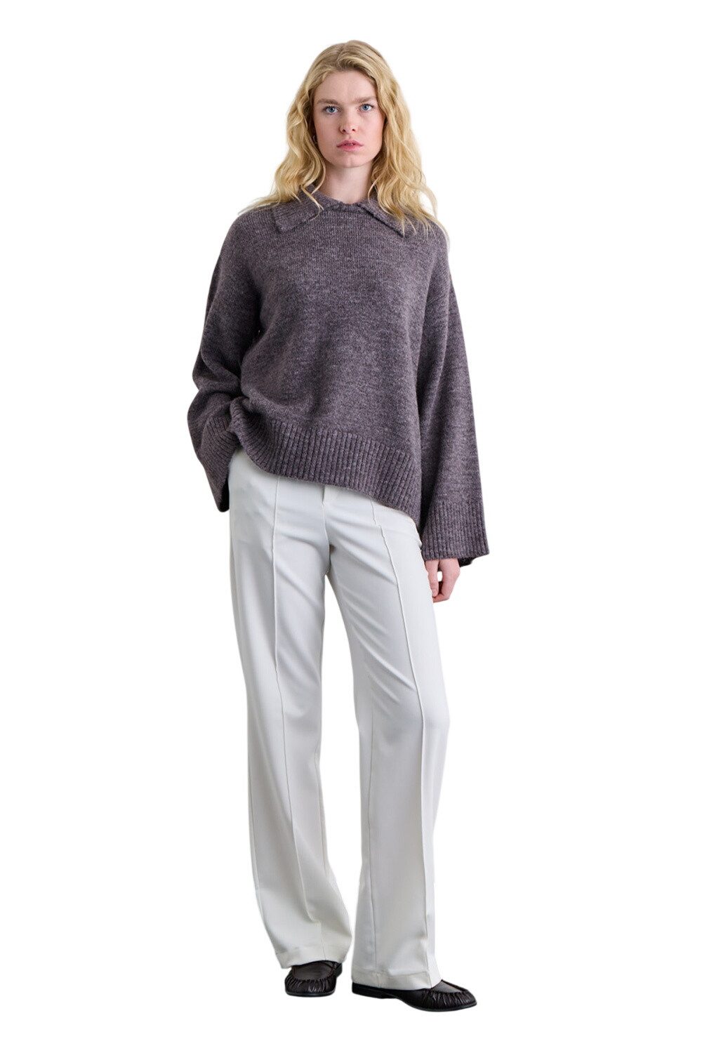MANUKA Blusenjacke Oversize-Pullover mit breitem Kragen, grün
