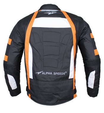 Alpha Speeds Motorradjacke Herren Motorrad Biker Textil Jacke Wasserdicht Jacke mit Protektoren Belüftungssystem, Innenjacke ist trennbar: All Season, SLIM Orange