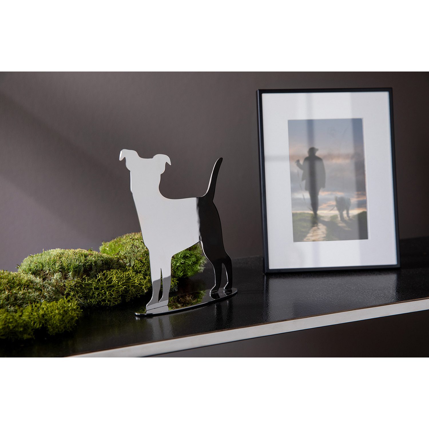 Fink Dekoobjekt RUSSEL DekoHund - silber - Edelstahl - H. 13,5cm x B. 15cm günstig online kaufen