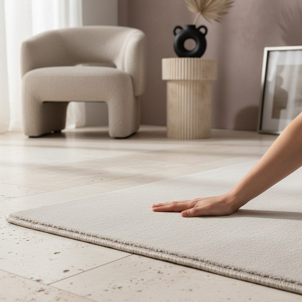 KADIMA DESIGN Teppich LECH Wohnzimmer Waschbar Schlafzimmer Wohnzimmerteppich Esszimmer Uni, Läufer, Höhe: 9 mm, Creme, 60x110 cm, Esszimmerteppich Fußbodenheiz – Bild 2 von 5