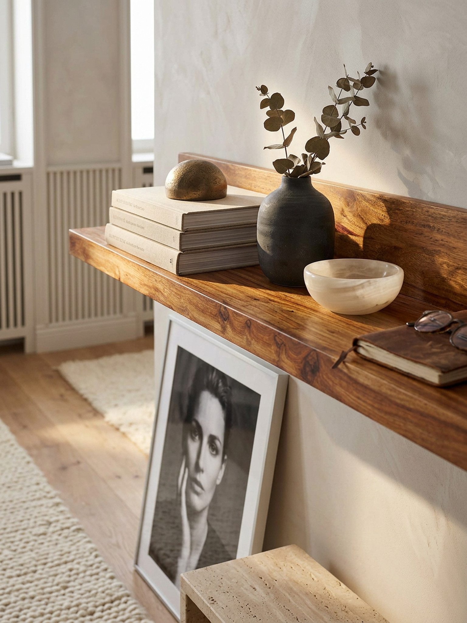 KADIMA DESIGN Wandregal Wandregal MUMBAI Massiv-Holz Holzregal 160 cm Landhaus-Stil, Hänge-Regal Echt-Holz Wand-Board Natur-Produkt