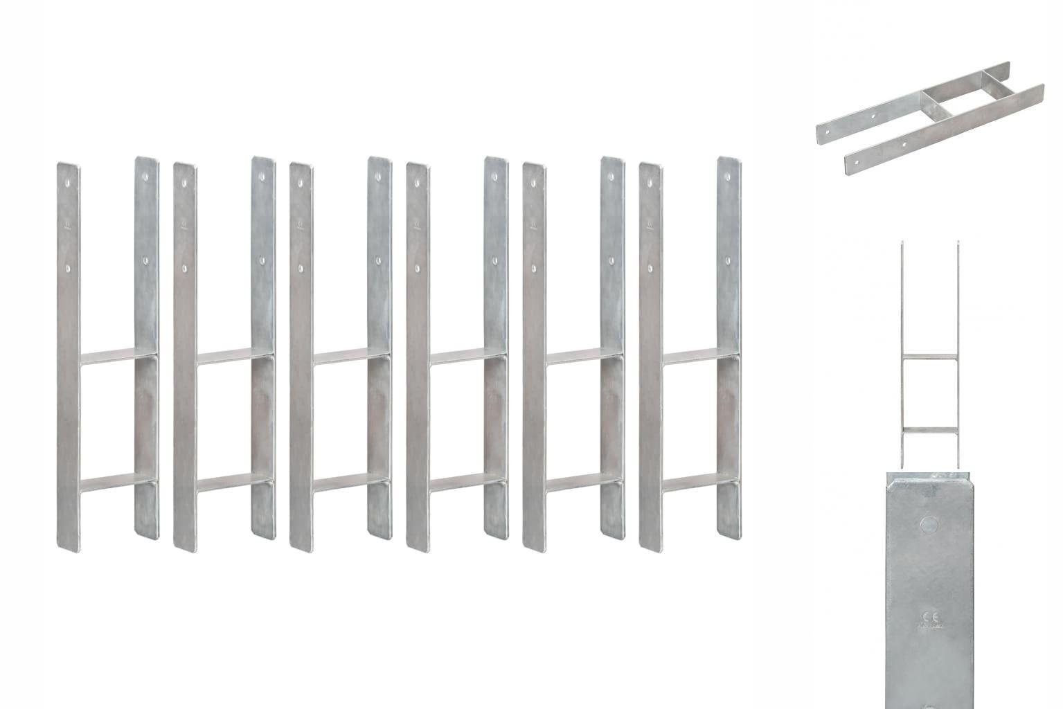 6 Verzinkter Pfostenträger vidaXL Einschlagbodenhülse Stahl 14660 Silbern cm Stk