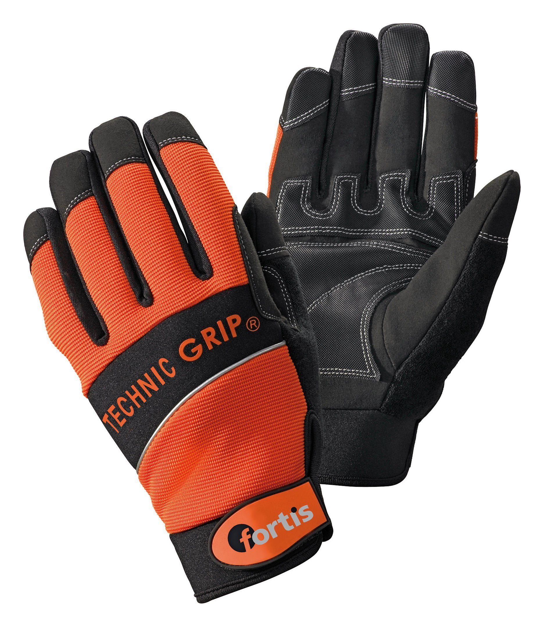 fortis Arbeitshandschuhe Handschuh TechnicGrip orange / schwarz