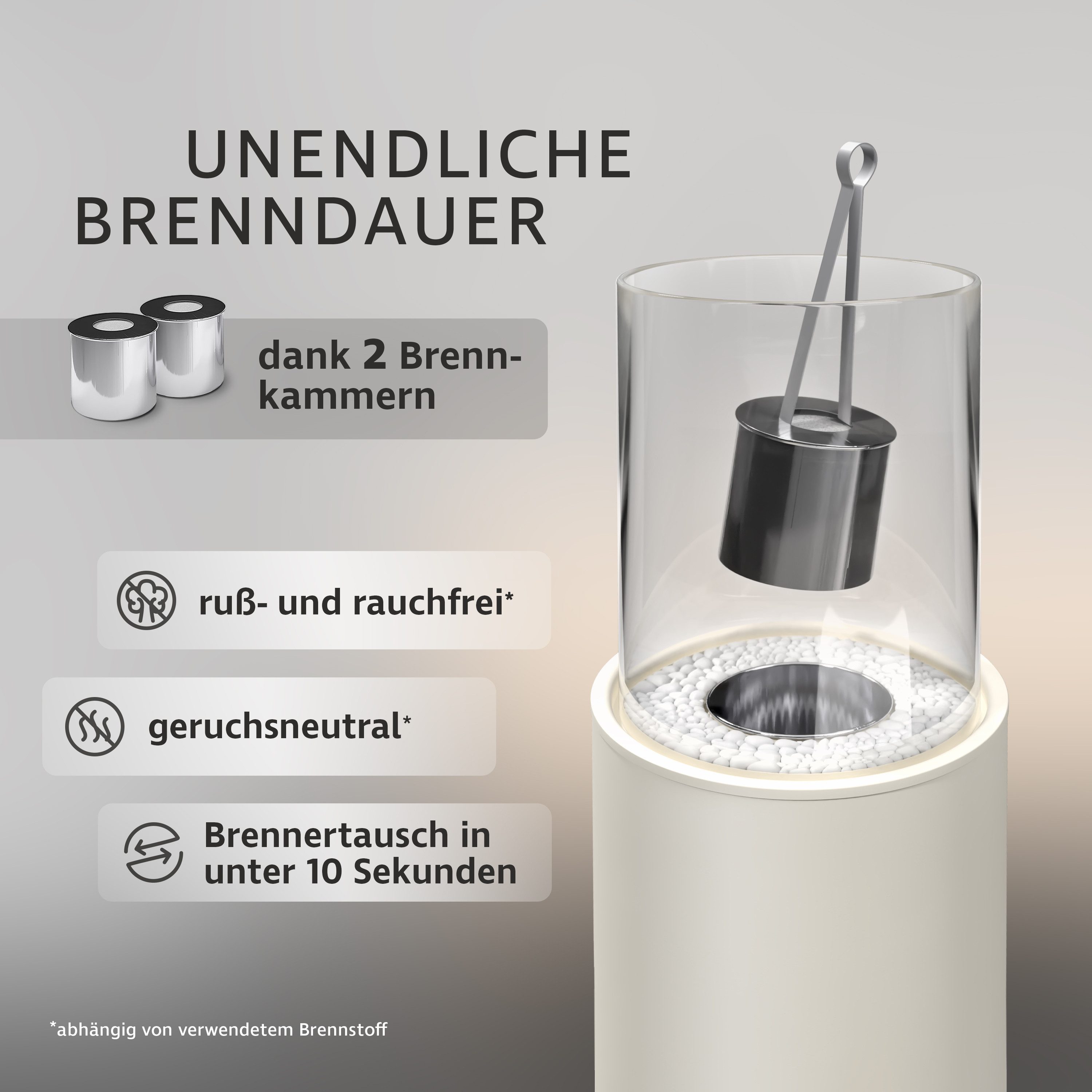 Monster24 Echtfeuer-Dekokamin Bio-Ethanol Standkamin für Indoor & Outdoor (80x26x26 cm)