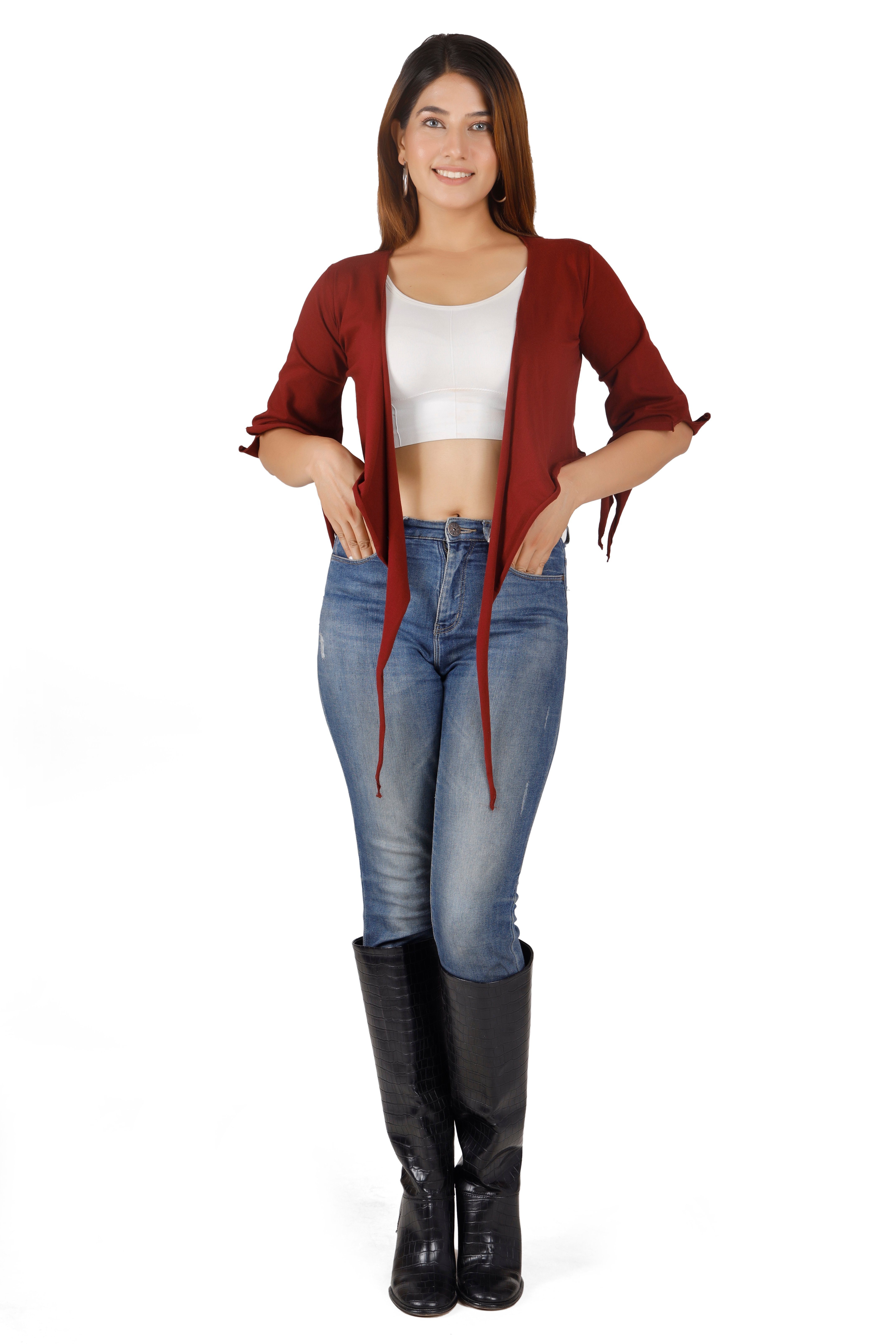 Guru-Shop T-Shirt Elfen Top, Top Goa-chic, Wickeltop - weinrot Festival, Ethno Style, alternative Bekleidung