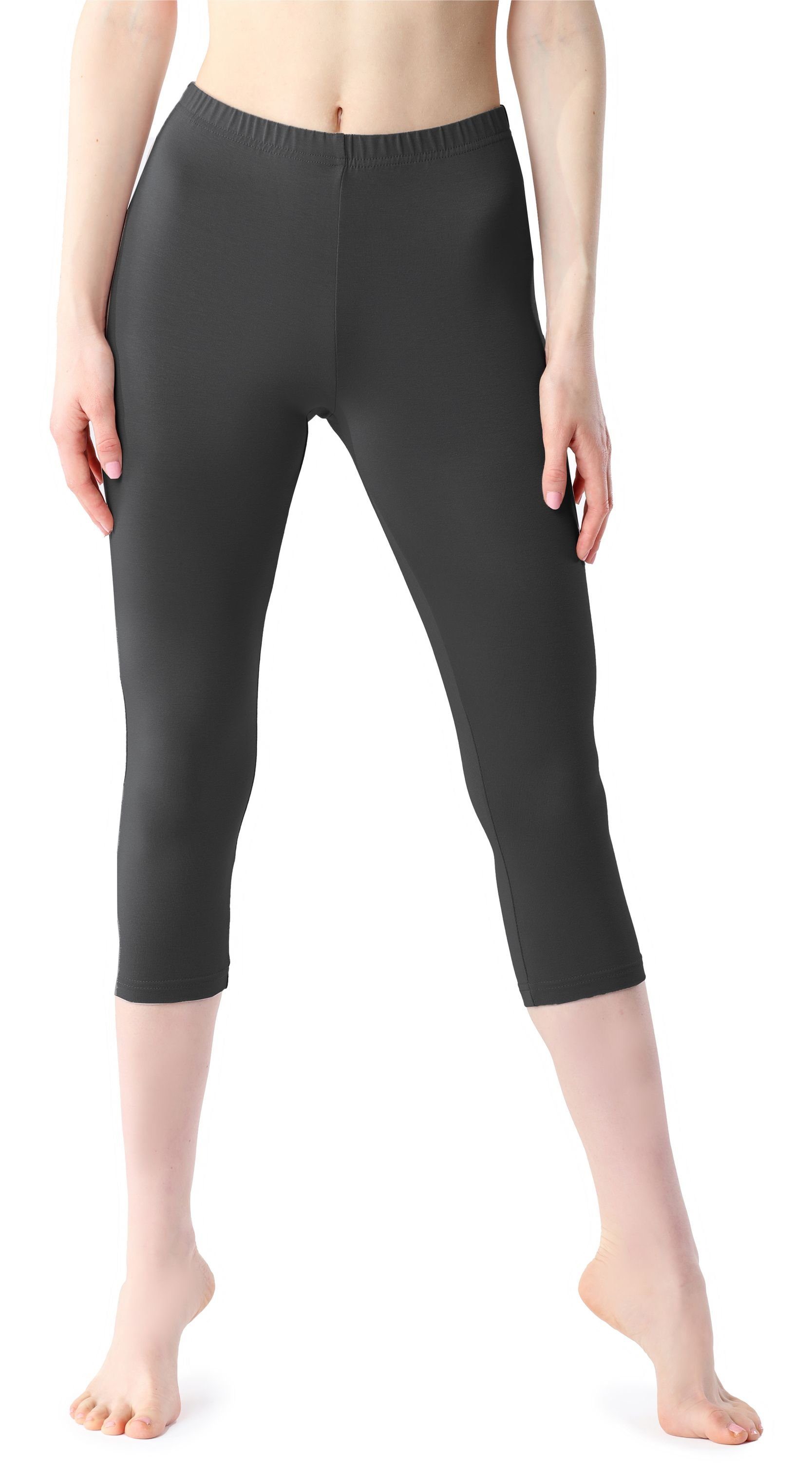 Leggings elastischer Leggings (1-tlg) Viskose Bellivalini BLV50-204 3/4 aus Damen Bund Graphite