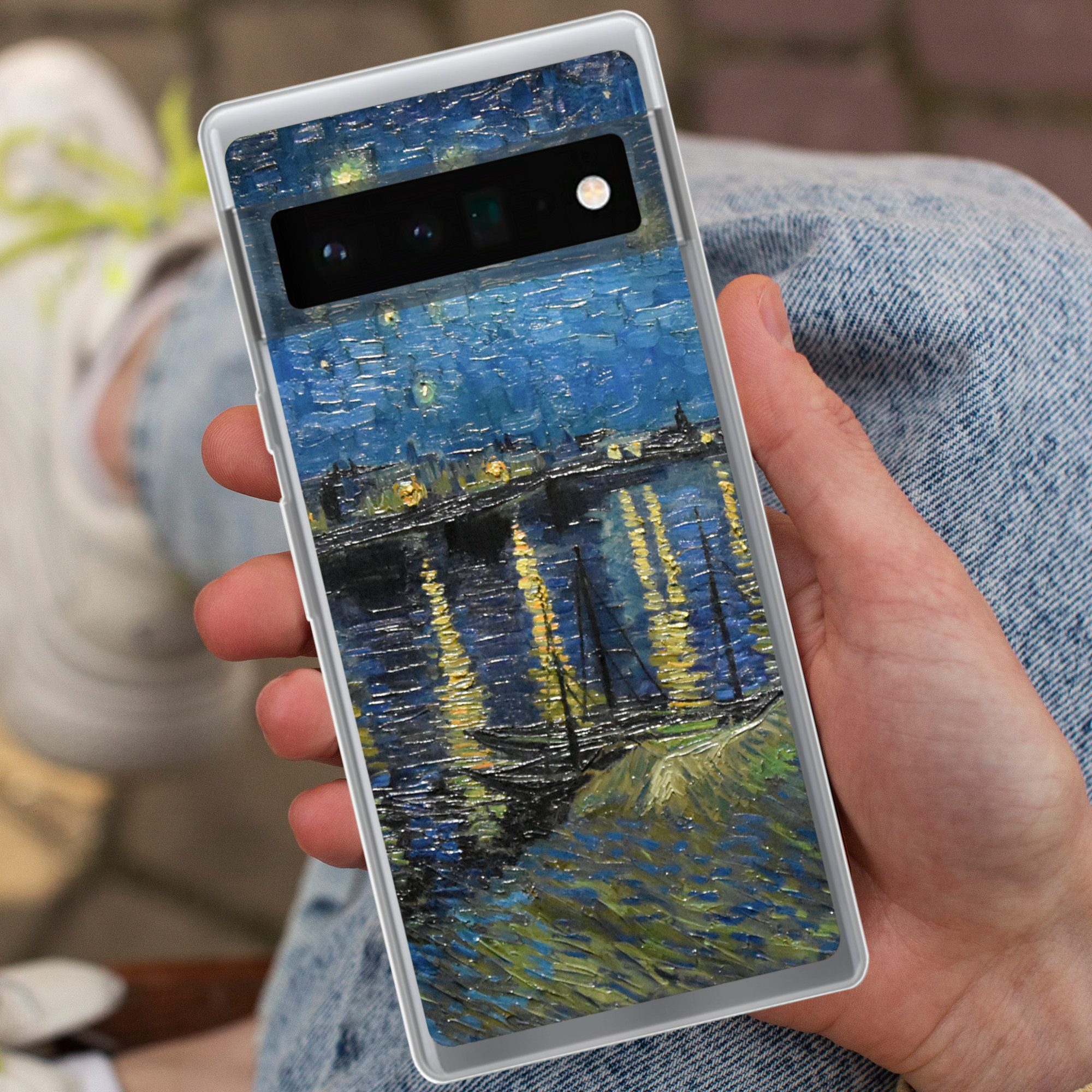 MuchoWow Handyhülle für Google Pixel 6 Pro Sternennacht über der Rhone - Van Gogh - Kunst, Handy Case, Silikon, Bumper Case Dünn