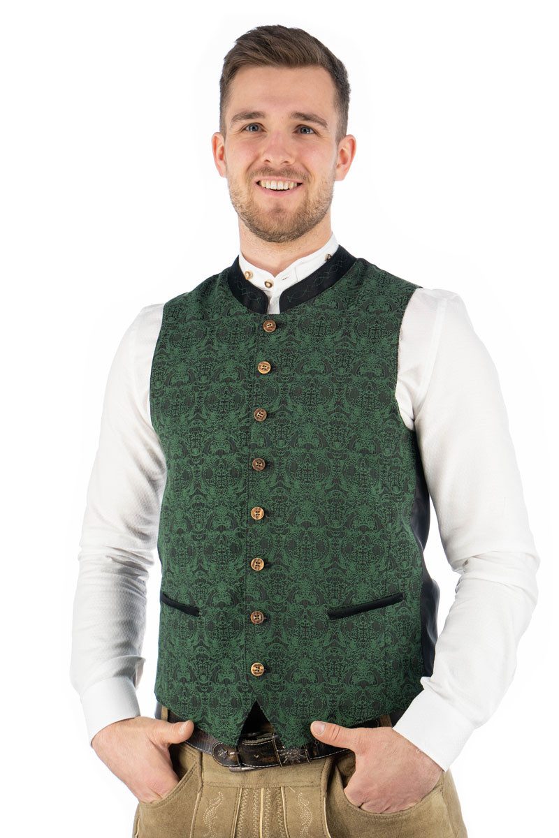 OS Trachten Trachtenweste Sacam Gilet Weste mit Stehkragen und Kragenriegel
