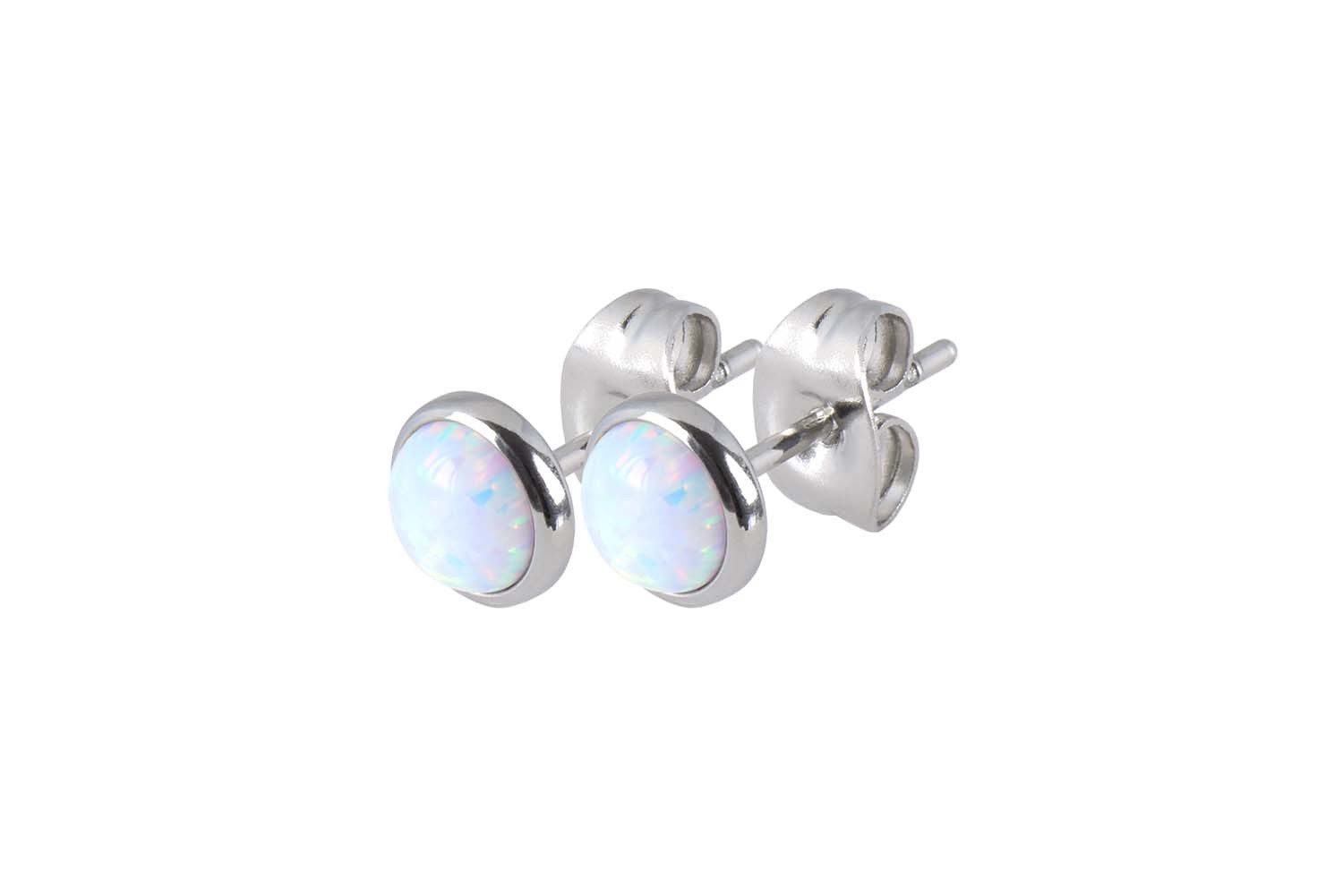 FILANGO Paar Ohrstecker Chirurgenstahl Ohrstecker SYNTHETISCHER OPAL (Ohrstecker, 1-tlg)