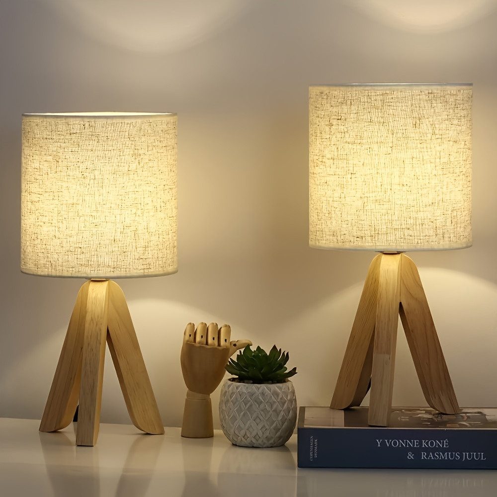 JDONG Nachttischlampe aus Holz, Stativ Tischlampe günstig online kaufen