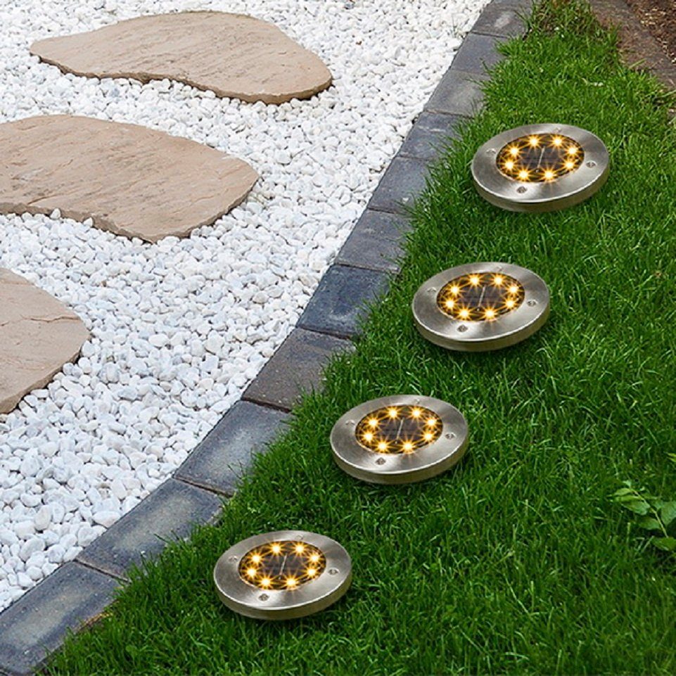 Haushalt International LED Solarleuchte Bodenleuchte 4er Set, LED fest integriert, warmweiß, 8 LEDs