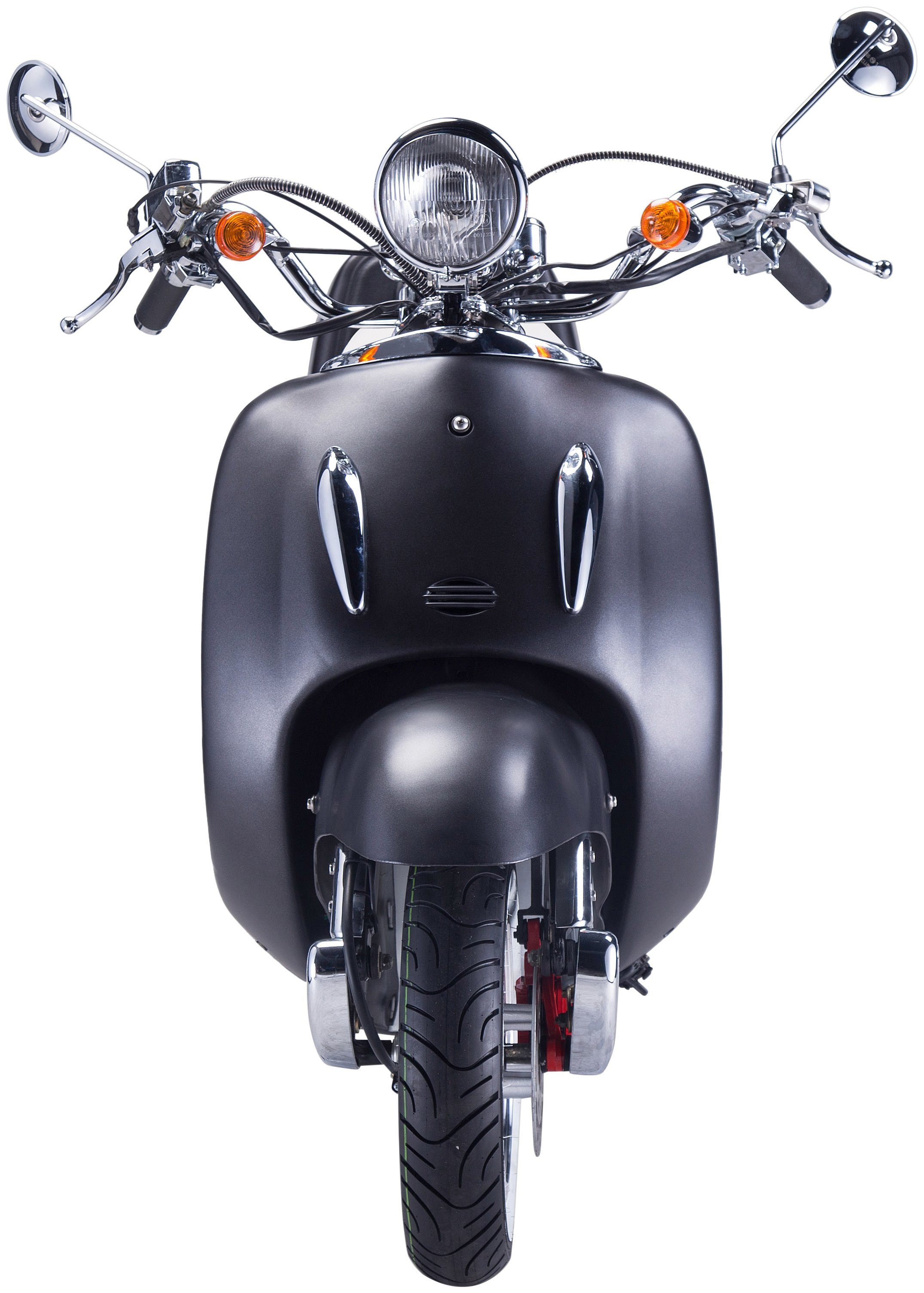Strada, km/h, schwarz/silberfarben Motorroller 50 UNION 5, Topcase GT mit 45 ccm, (Set), Euro