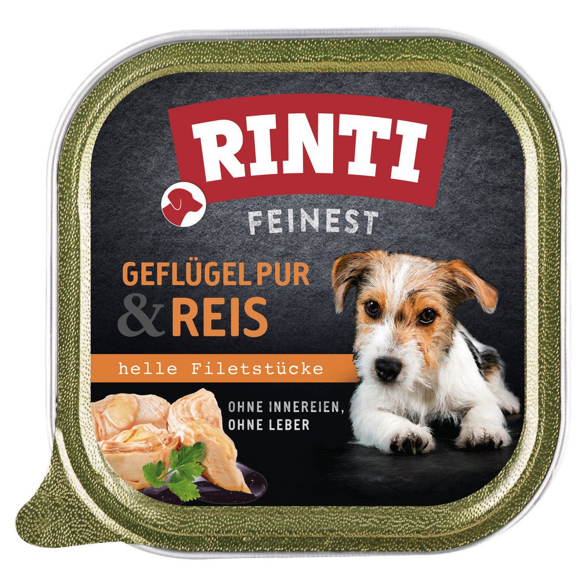 Rinti Feinest Geflügel Pur & Reis 150 g - 11 Stück, Nassfutter für: Hund