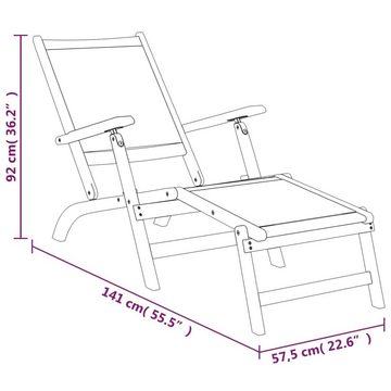 vidaXL Gartenlounge-Sessel Deckchair Garten-Liegestühle 2 Stk Massivholz Akazie und Textilene Lie