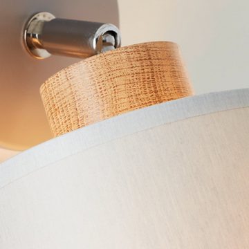 Lightbox Wandstrahler, ohne Leuchtmittel, Wandspot, 22 cm Höhe, E27, max. 25 W, schwenkbar, Metall/Holz/Textil