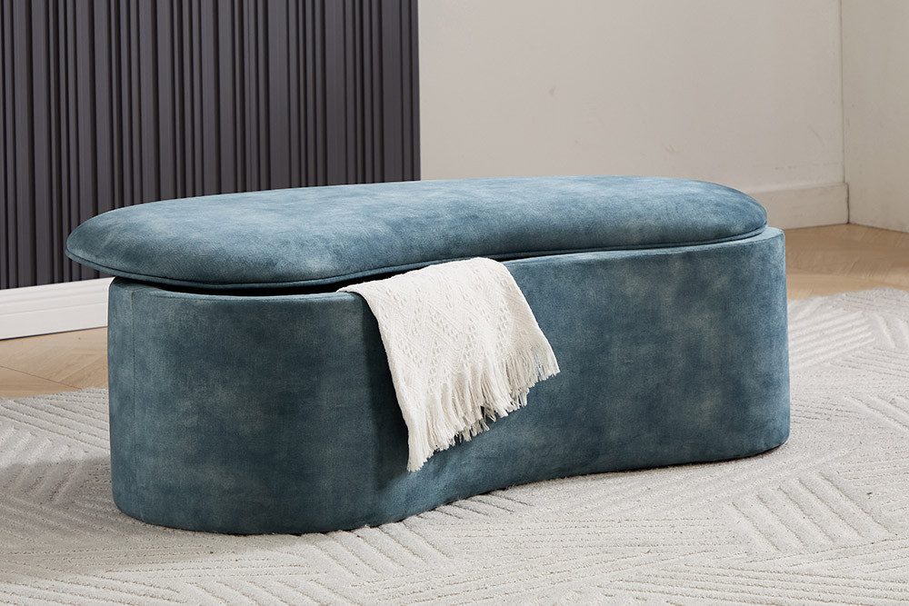 riess-ambiente Polsterbank ELEMENTAL 120cm petrol - Samt, mit Stauraum, organische Form, modern (Einzelartikel, 1-St), Extravagante Sitzbank - ideal für Wohn- und Schlafzimmer oder Flur