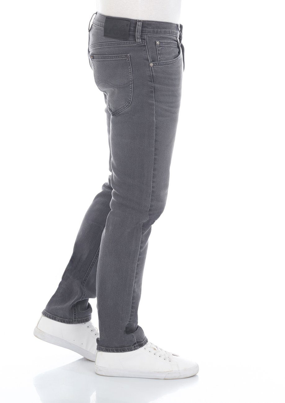 Lee® (LSS3PCQG3) Stretch Grey Zip Fly Jeanshose Herren mit Fit Straight-Jeans Hose Regular Daren Denim Light