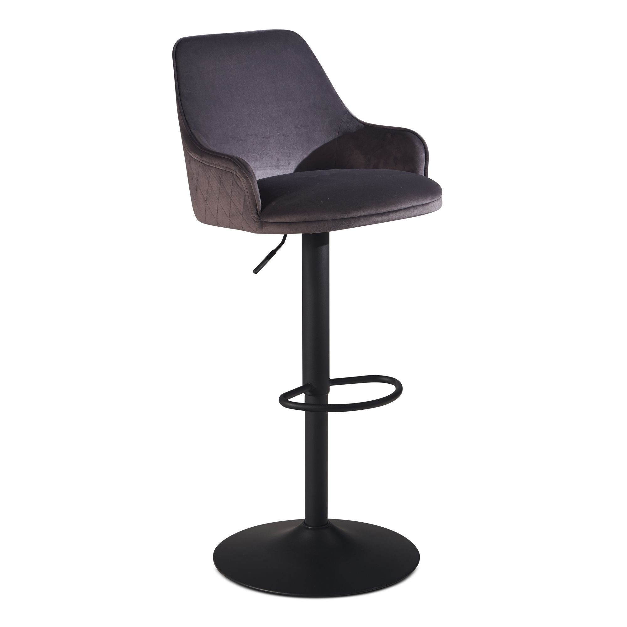 Barhocker Barhocker Samt Grau Hocker mit Lehne 86 - 106 cm, Küchenhocker