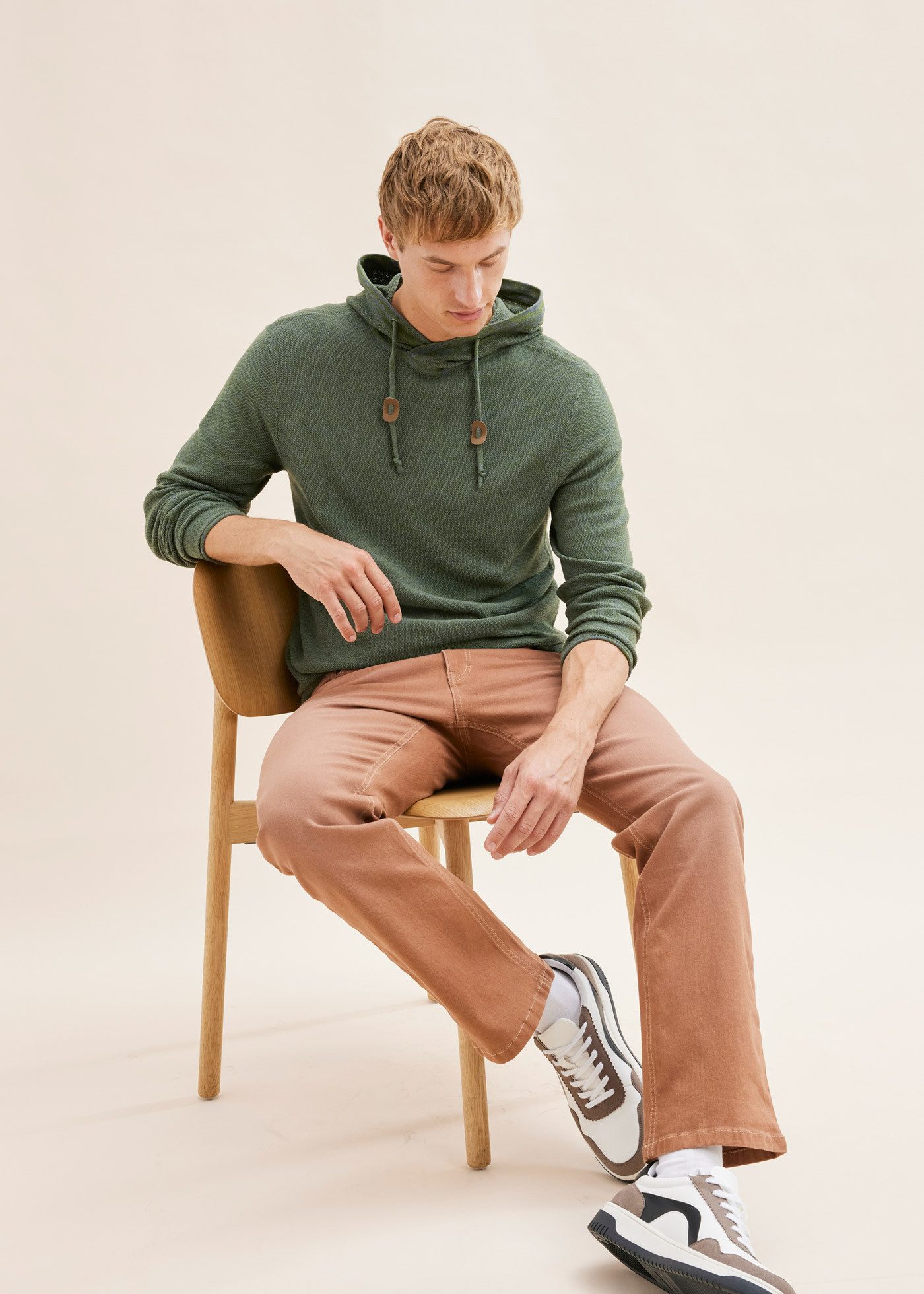 bonprix Strickpullover Kapuzenpullover mit Baumwolle