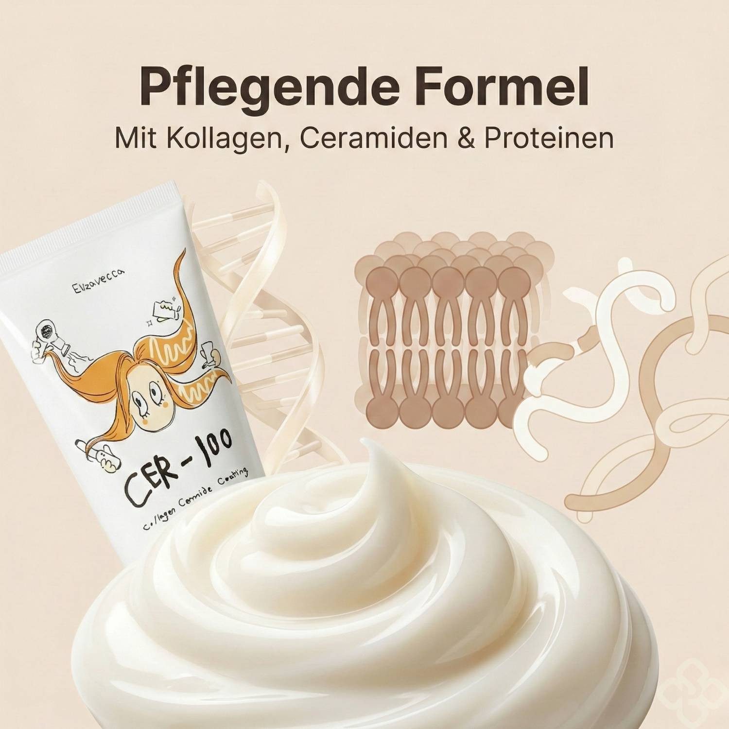 Elizavecca Haarshampoo Cer-100 Collagen Ceramide Coating Protein Treatment 100 ml – Haarmaske, für geschädigtes Haar mit Keratin, Kollagen, Ceramiden &, Proteinen – glättet, nährt & verbessert Kämmbarkeit