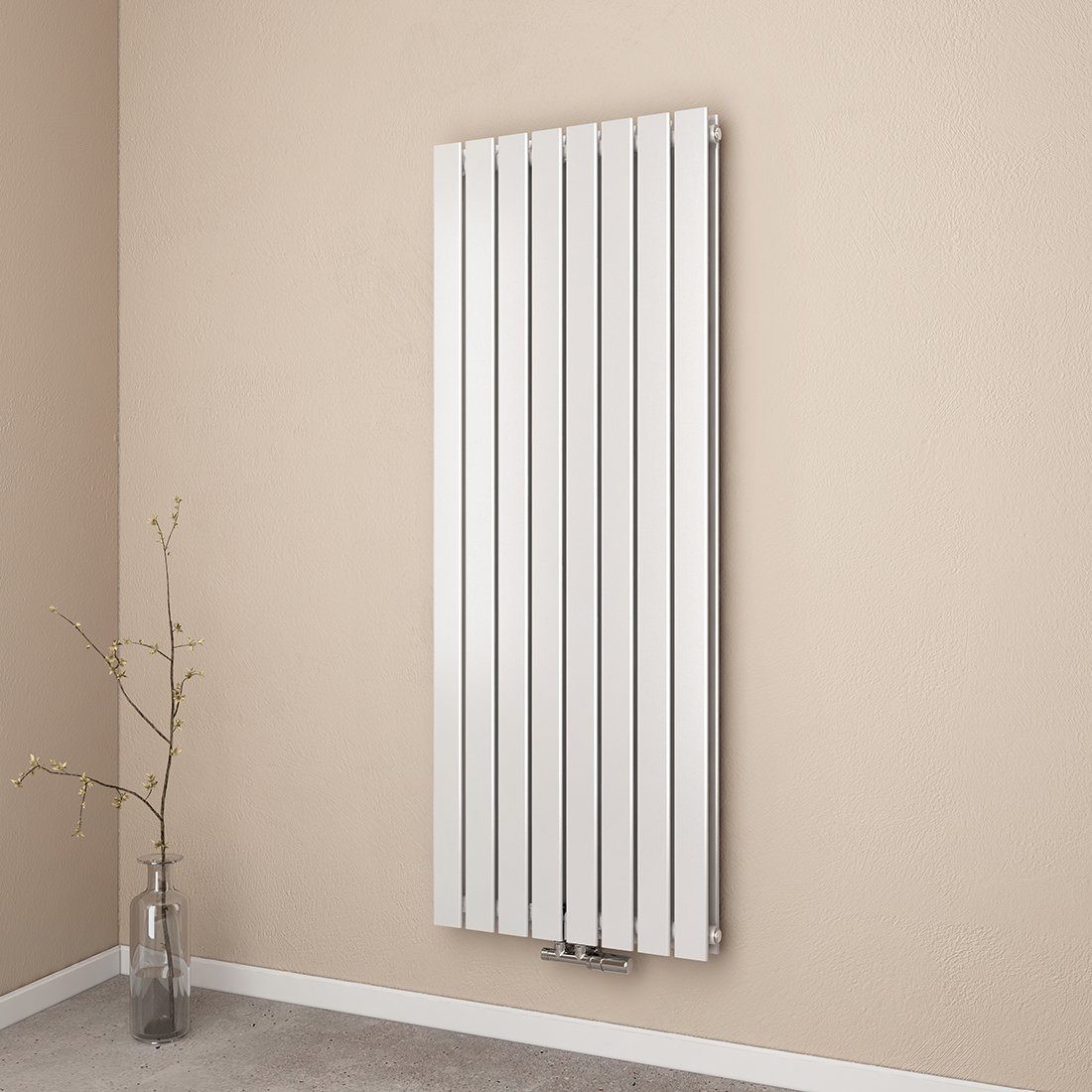 EMKE Heizkörper Flach Vertikal Doppellagig Design Paneelheizkörper Höhe: 160/180cm, 1933W für 19qm Raum Mittelanschluss Weiß