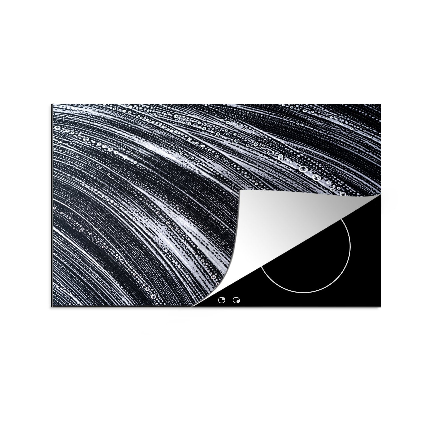 schwarzem tlg), MuchoWow Hintergrund, Schaumstoffflecken für Induktionskochfeld Herdblende-/Abdeckplatte Vinyl, die cm, auf (1 Schutz 81x52 küche, Ceranfeldabdeckung